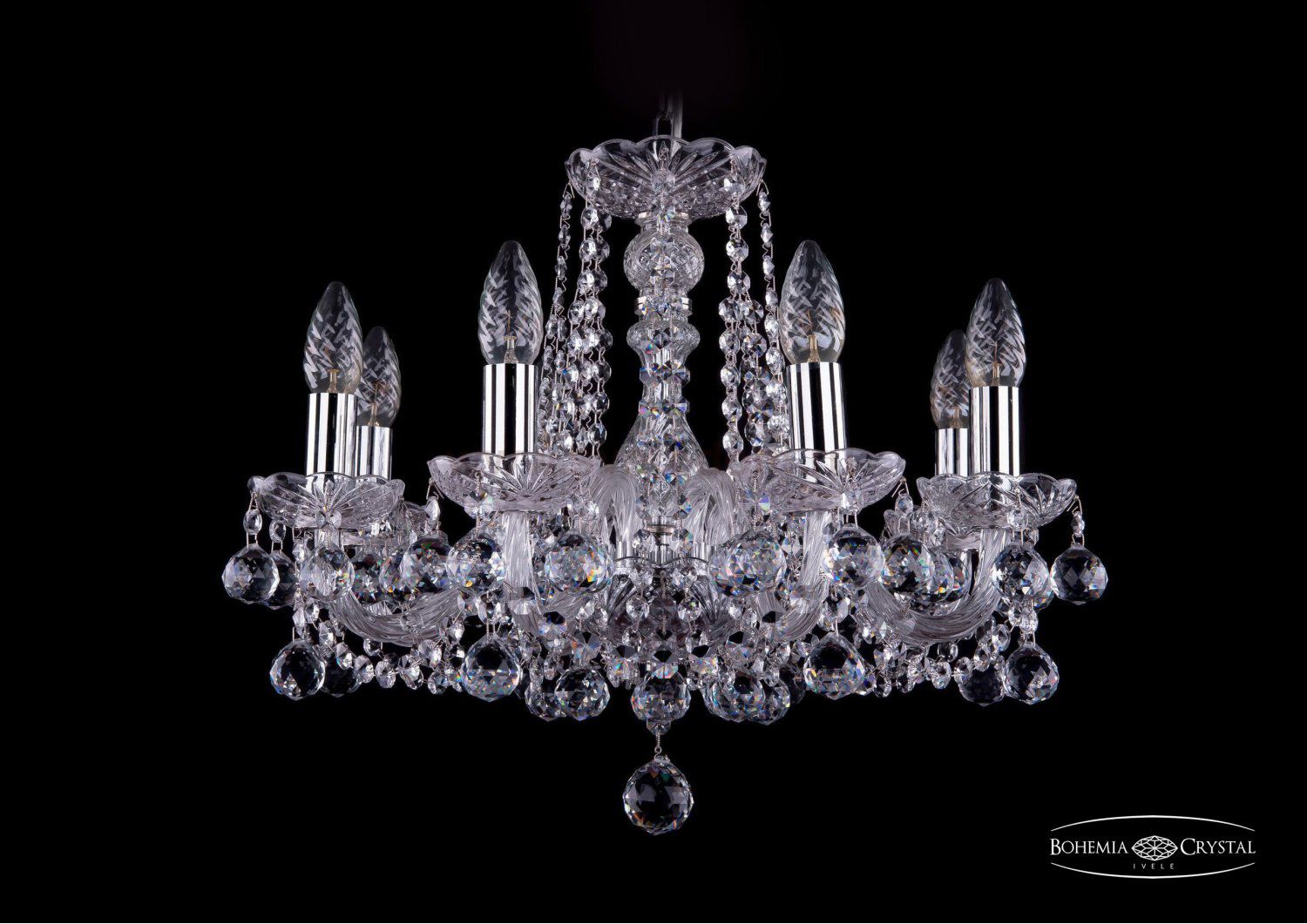 Люстра хрустальная Bohemia Ivele 1402/8/160/Ni/Balls