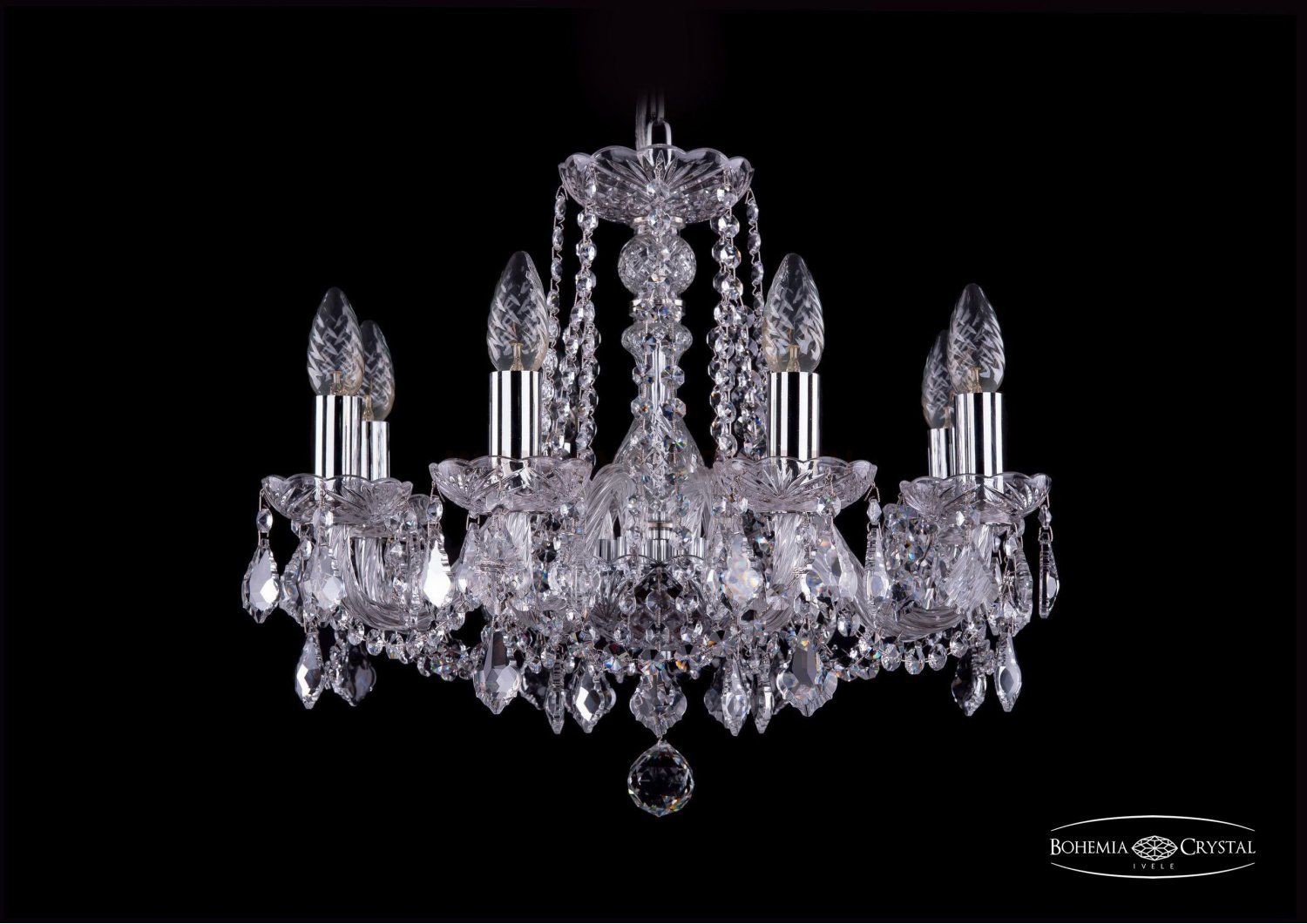 Люстра хрустальная Bohemia Ivele 1402/8/160/Ni/Leafs