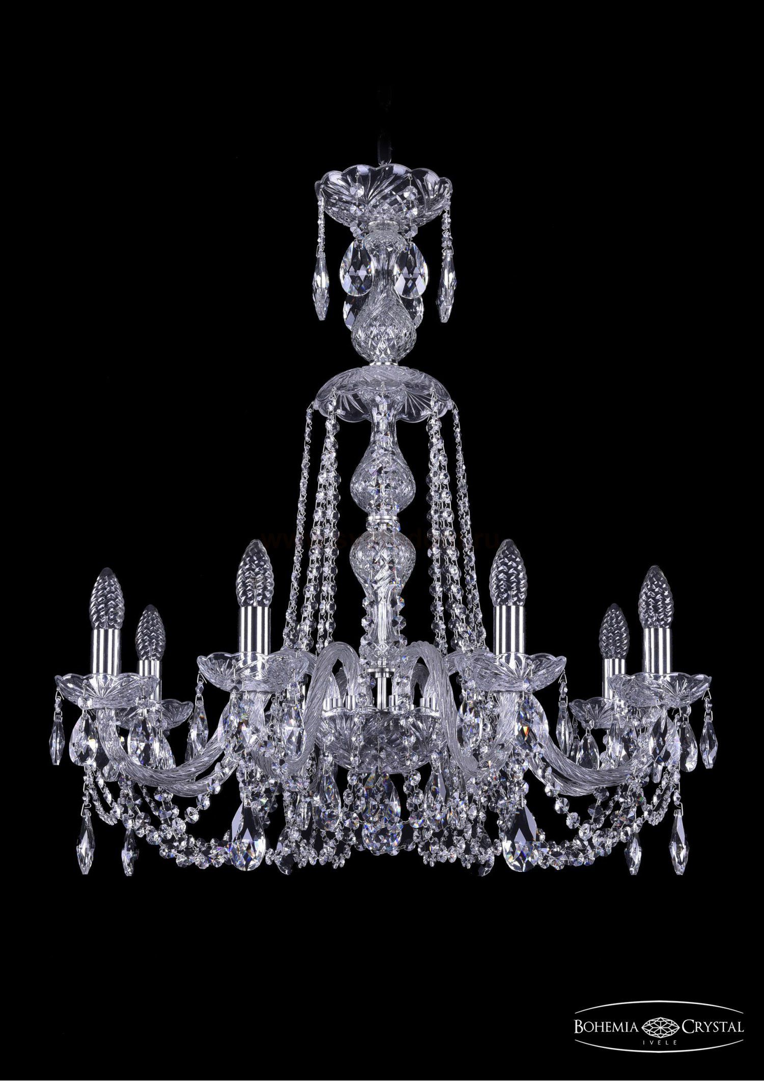 Люстра хрустальная Bohemia Ivele 1402/8/240/XL-73/Ni