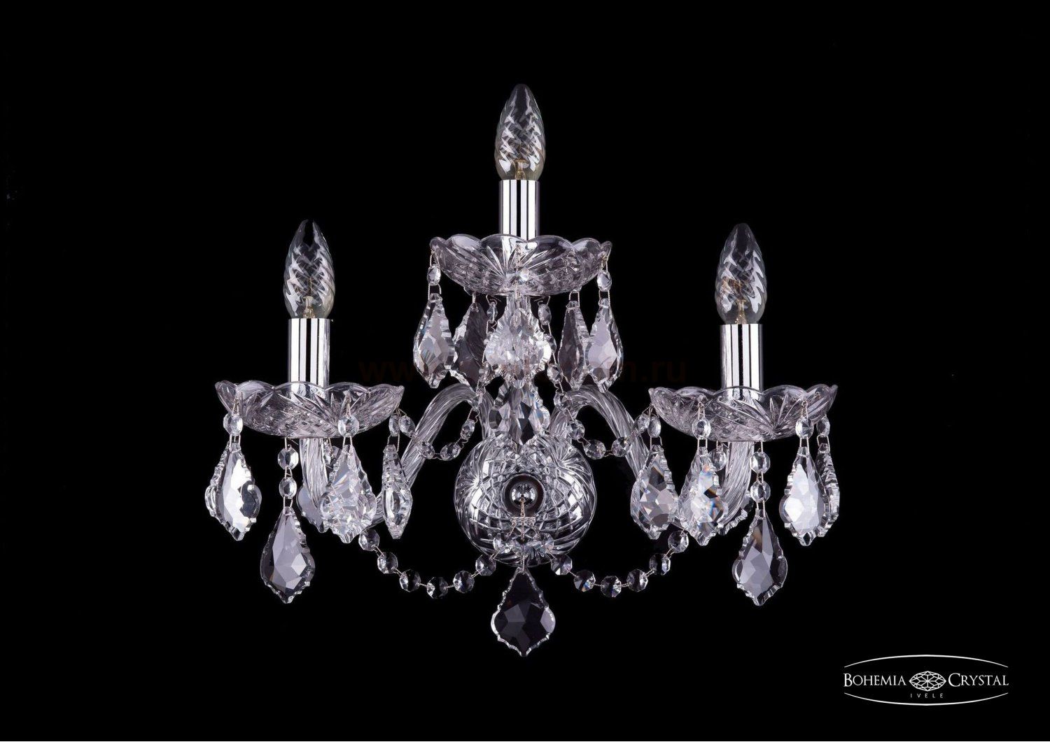 Светильник настенный бра Bohemia Ivele 1402B/2+1/160/Ni/Leafs