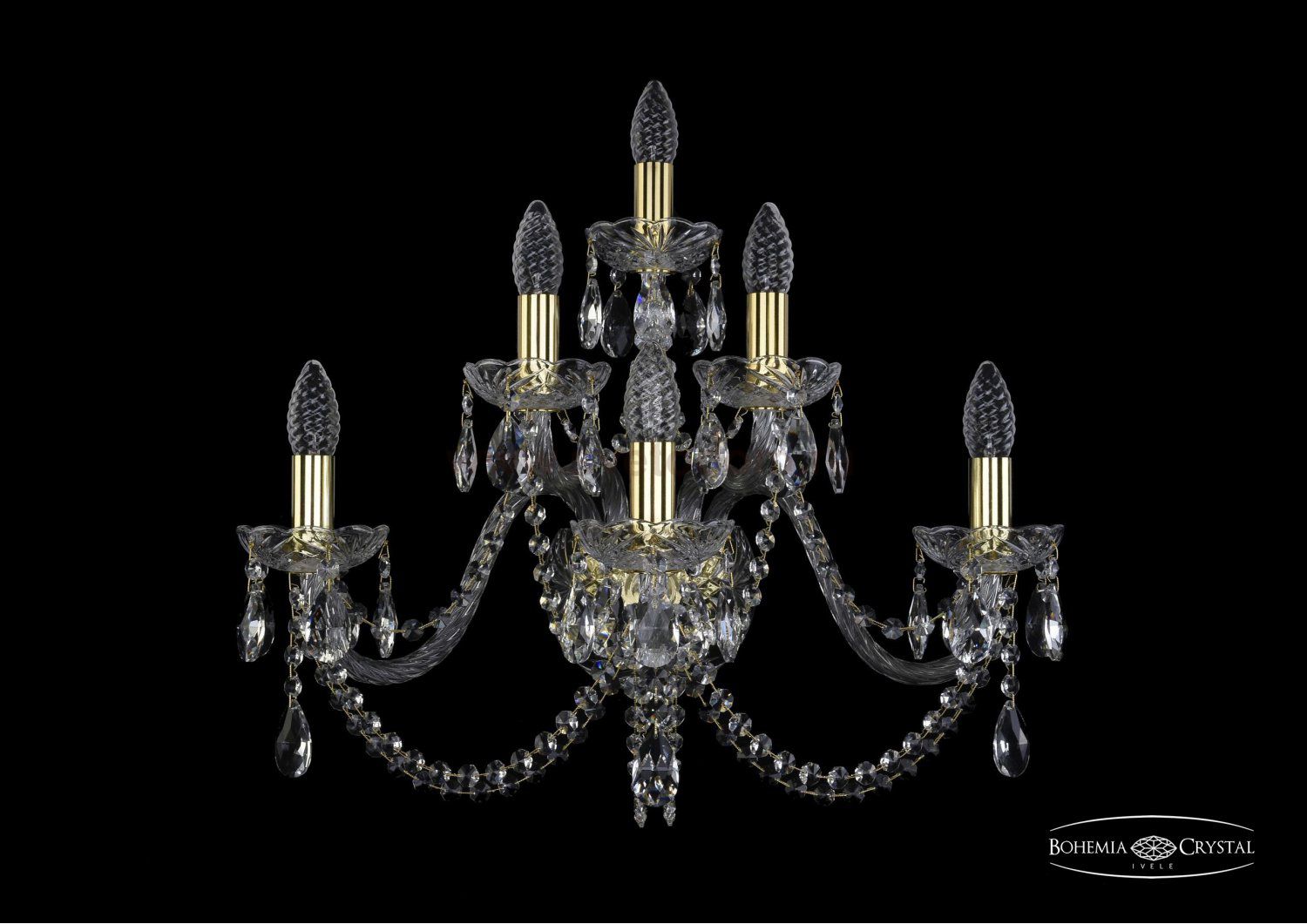 Светильник настенный бра Bohemia Ivele 1402B/3+2+1/240/G