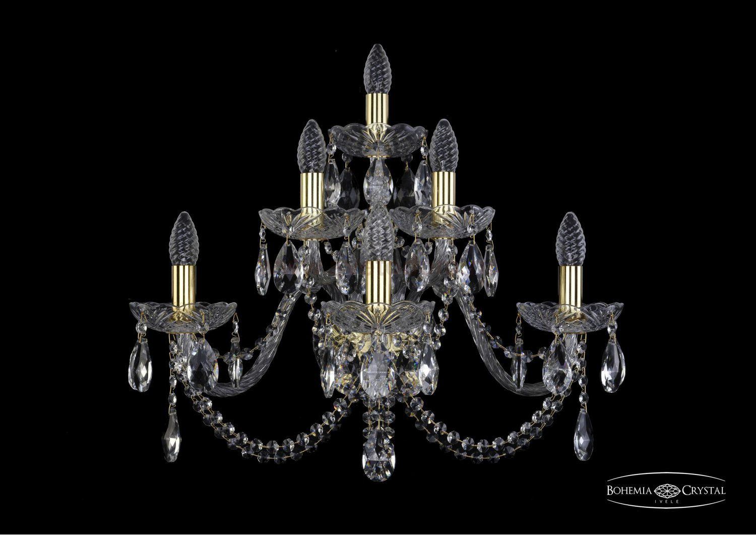 Светильник настенный бра Bohemia Ivele 1402B/3+2+1/240/XL/G