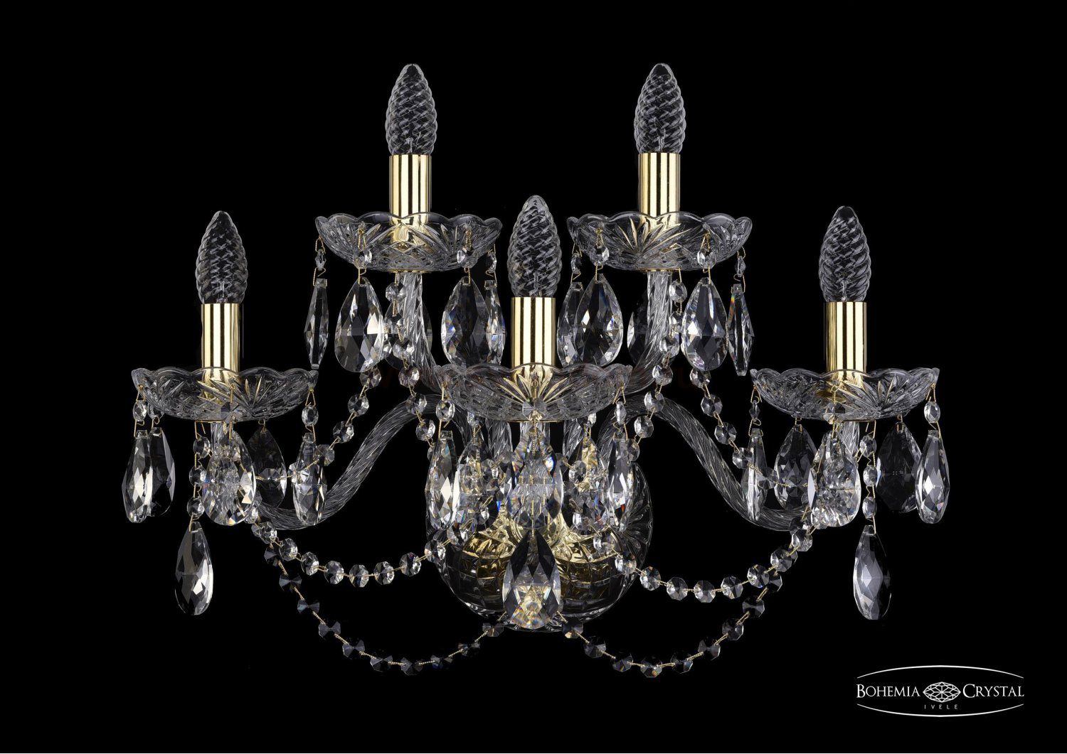 Светильник настенный бра Bohemia Ivele 1402B/3+2/195/XL/G