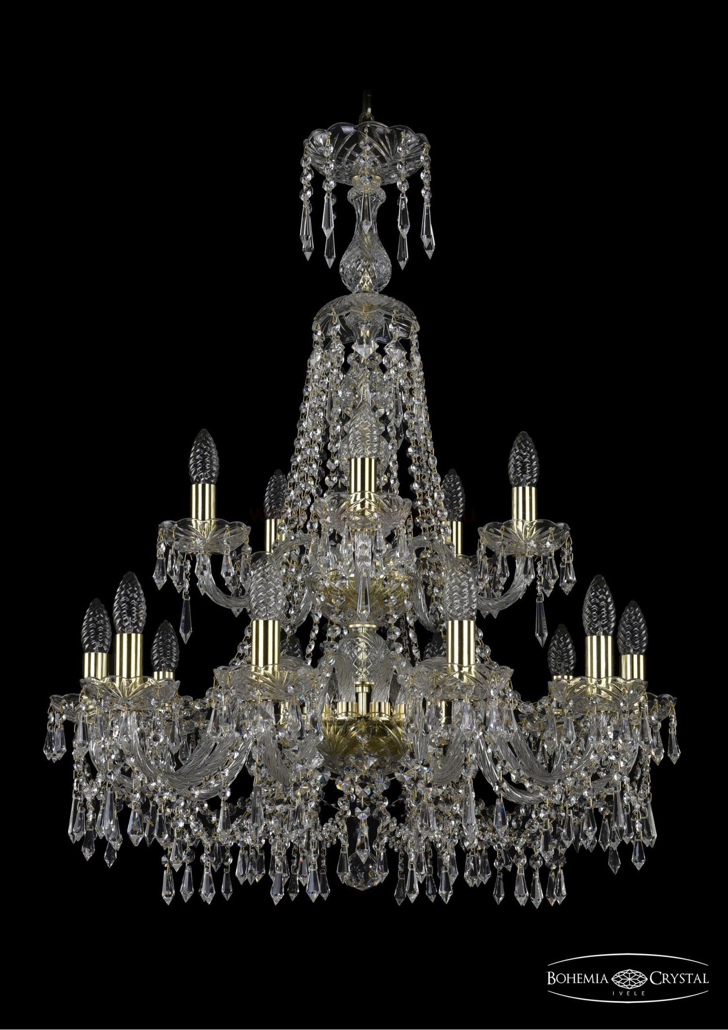 Люстра хрустальная Bohemia Ivele 1403/10+5/240/XL-92/2d/G