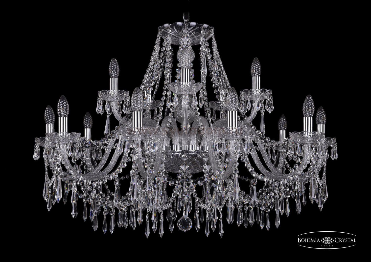 Люстра хрустальная Bohemia Ivele 1403/10+5/360/Ni