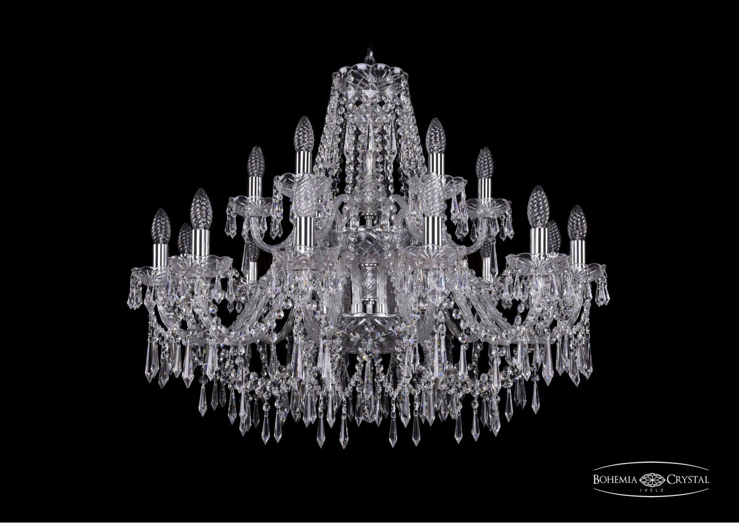 Люстра хрустальная Bohemia Ivele 1403/12+6/300/2d/Ni
