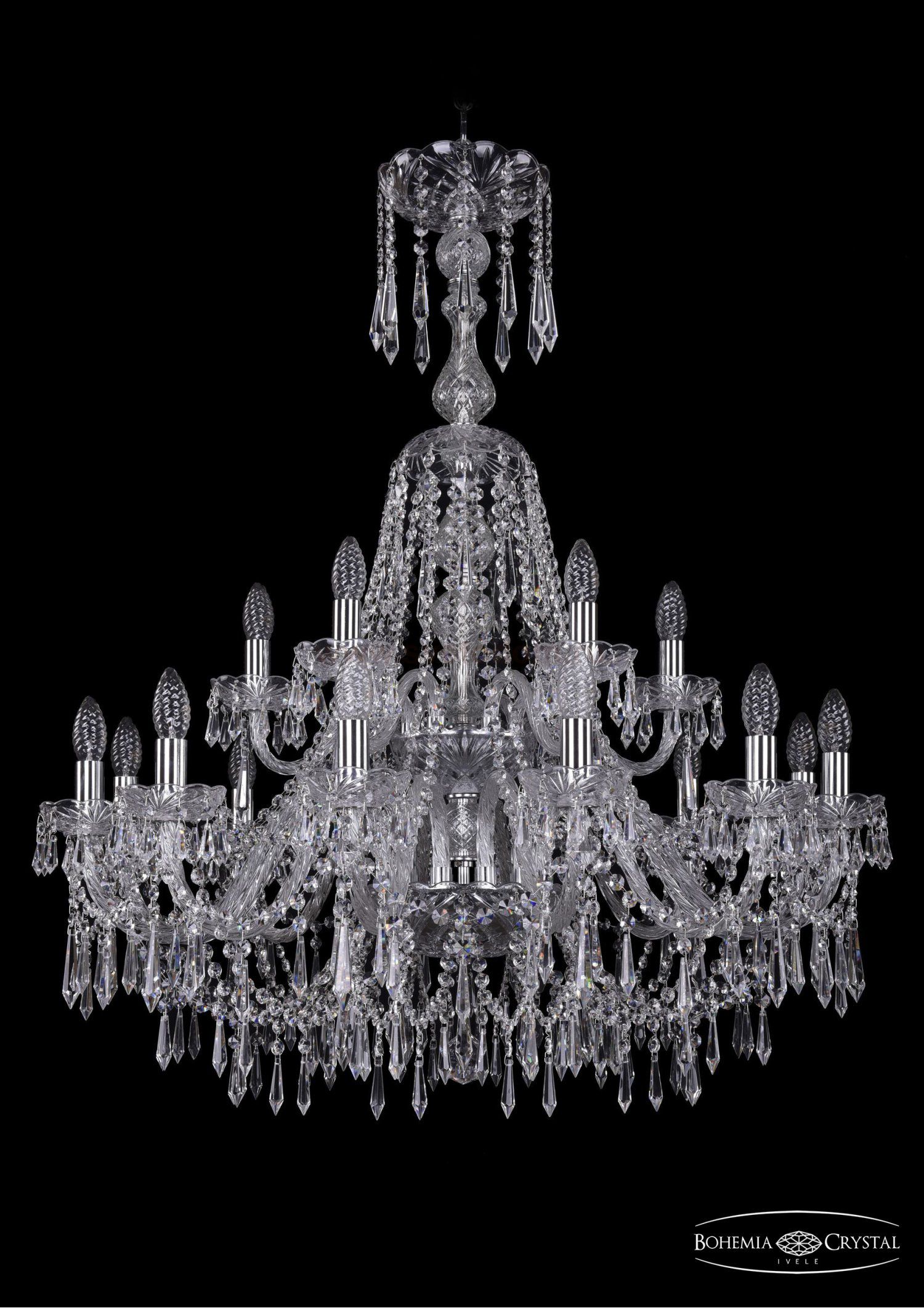 Люстра хрустальная Bohemia Ivele 1403/12+6/300/XL-100/2d/Ni