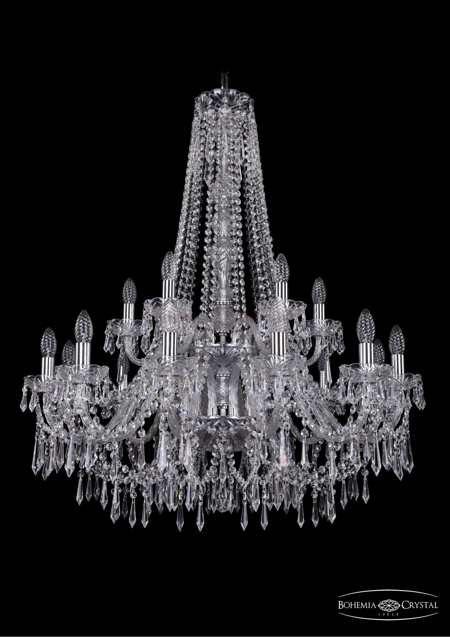 Люстра хрустальная Bohemia Ivele 1403/12+6/300/h-100/2d/Ni
