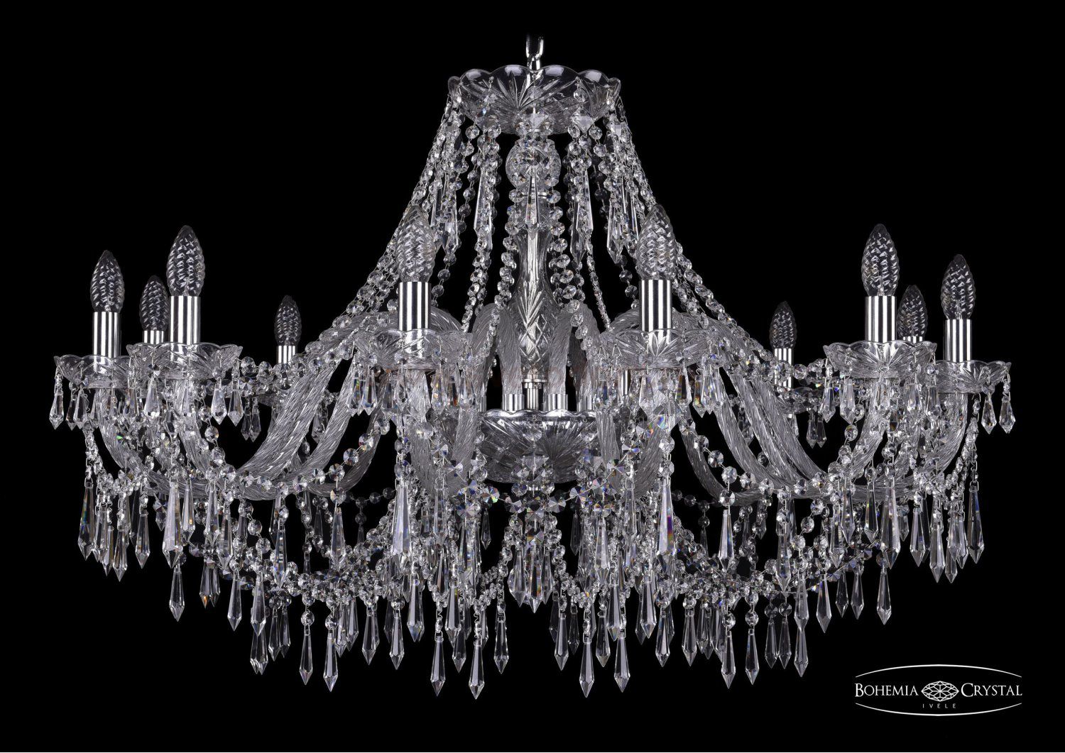 Люстра хрустальная Bohemia Ivele 1403/12/360/Ni