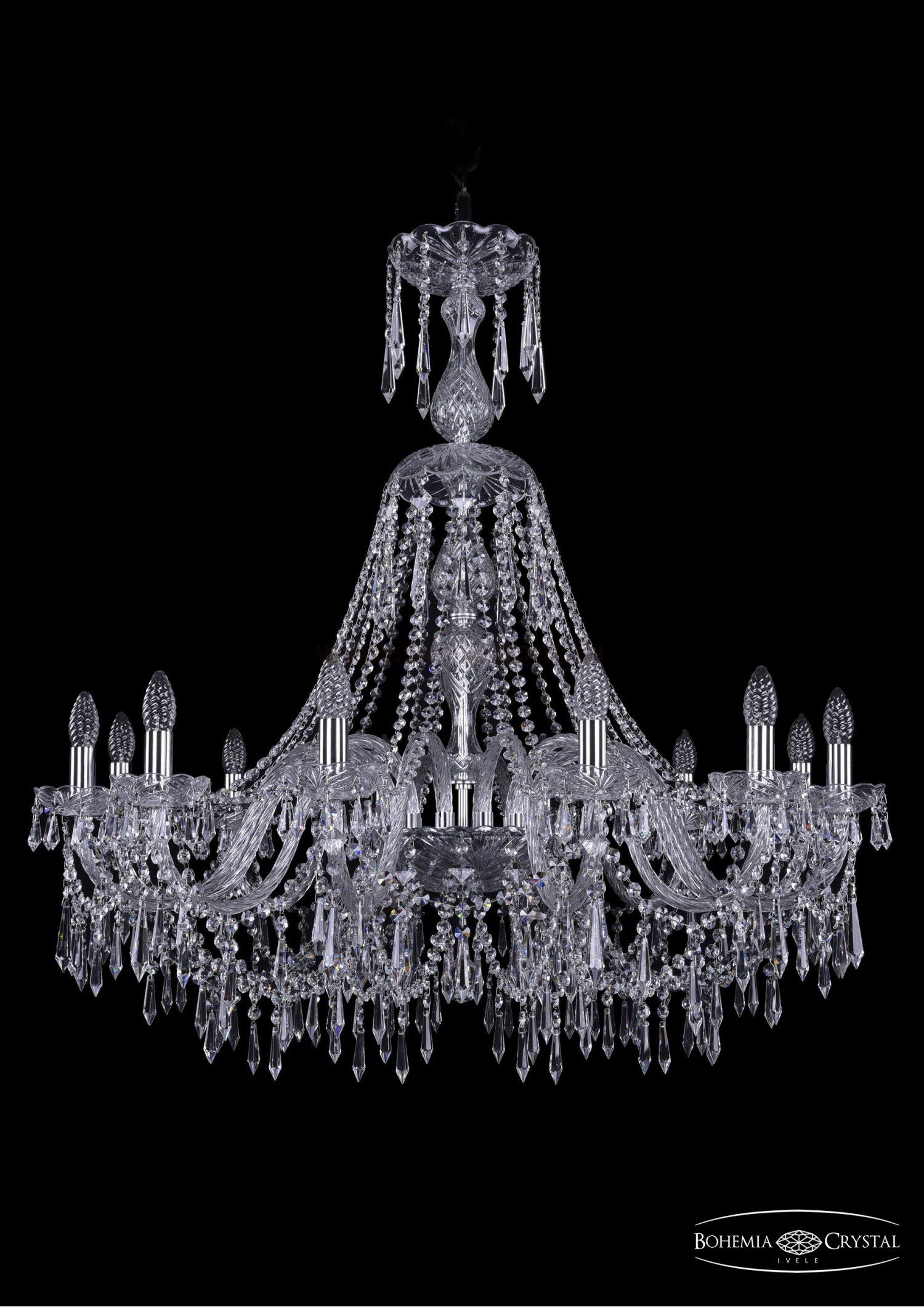 Люстра хрустальная Bohemia Ivele 1403/12/360/XL-100/Ni