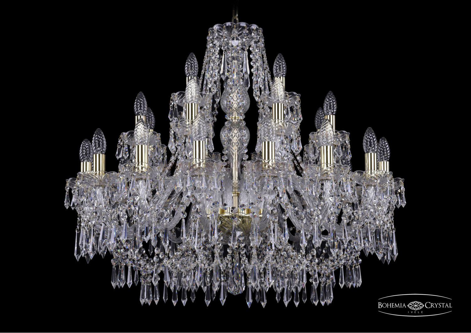 Большая Люстра хрустальная Bohemia Ivele 1403/16+8+4/300/G