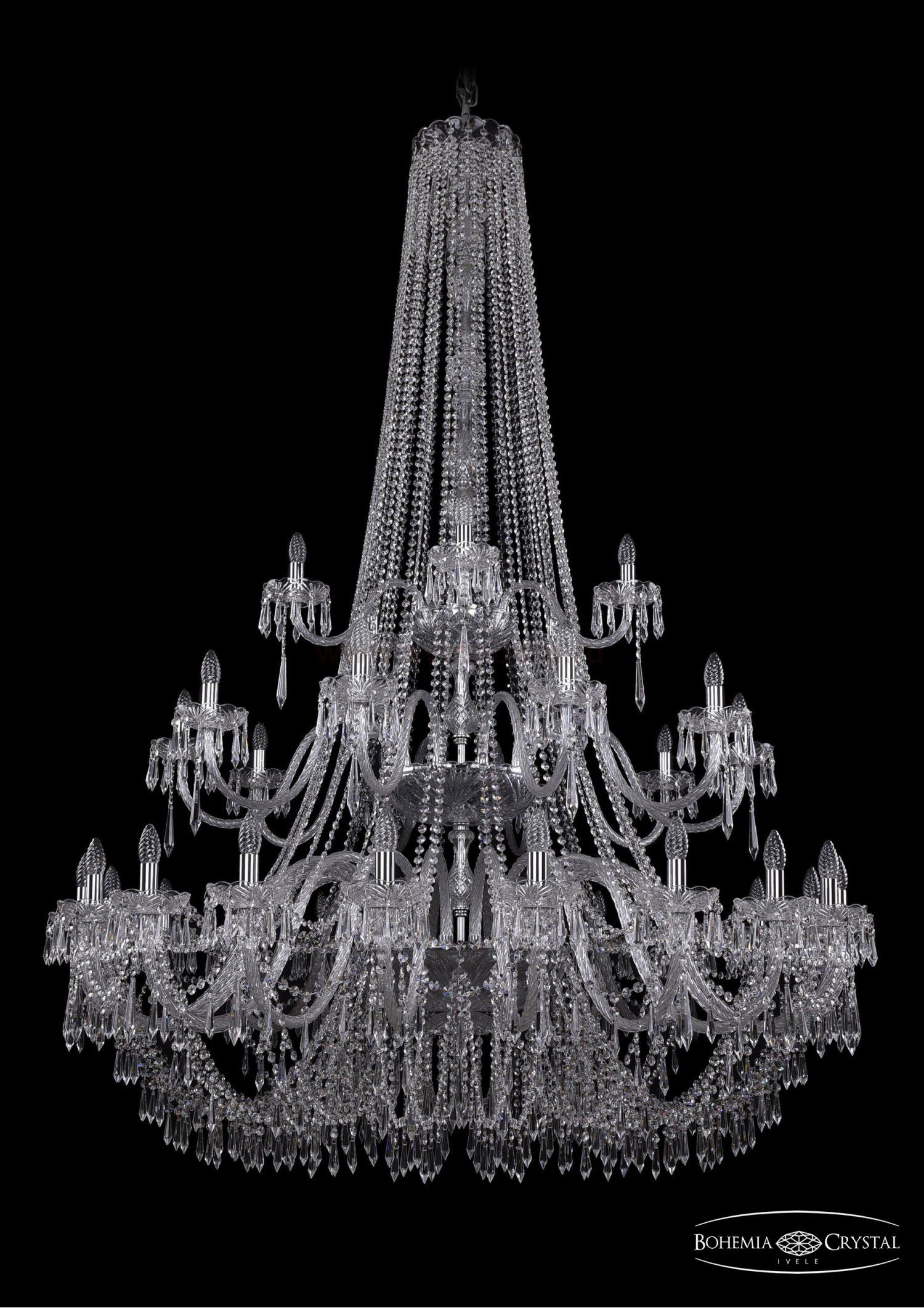 Люстра хрустальная Bohemia Ivele 1403/20+10+5/530/h-203/3d/Ni