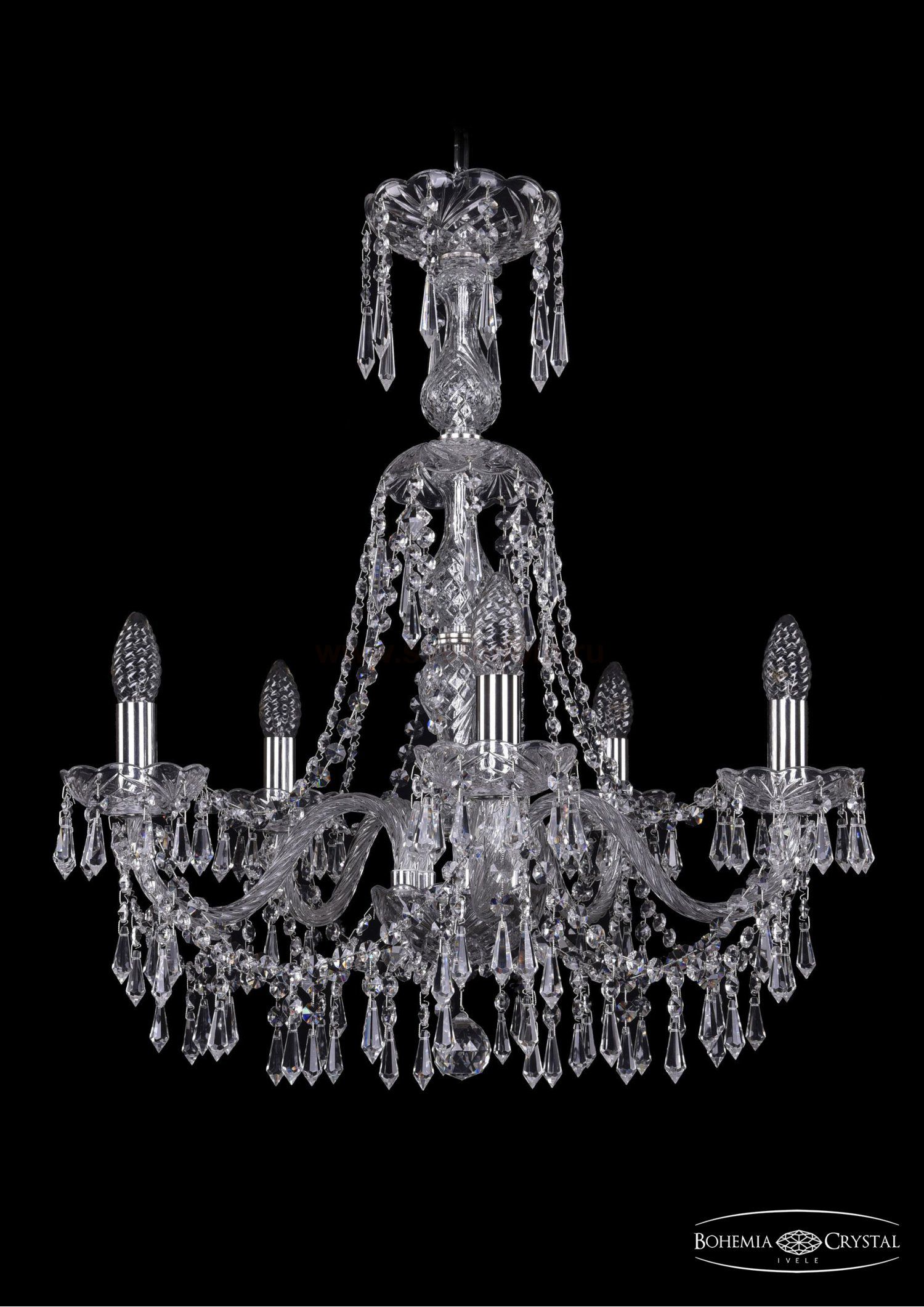 Люстра хрустальная Bohemia Ivele 1403/5/195/XL-65/Ni