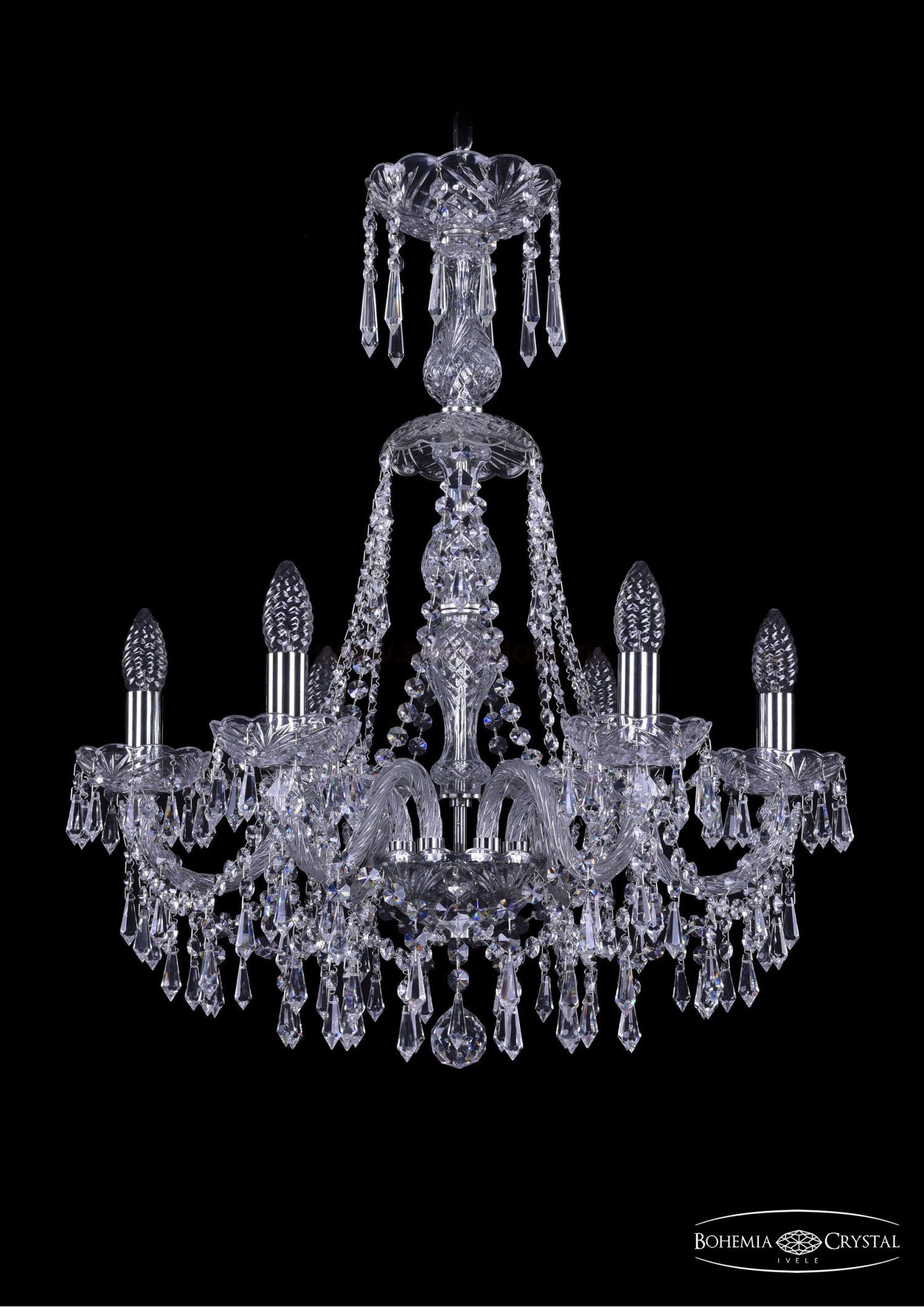 Люстра хрустальная Bohemia Ivele 1403/6/195/XL-65/Ni