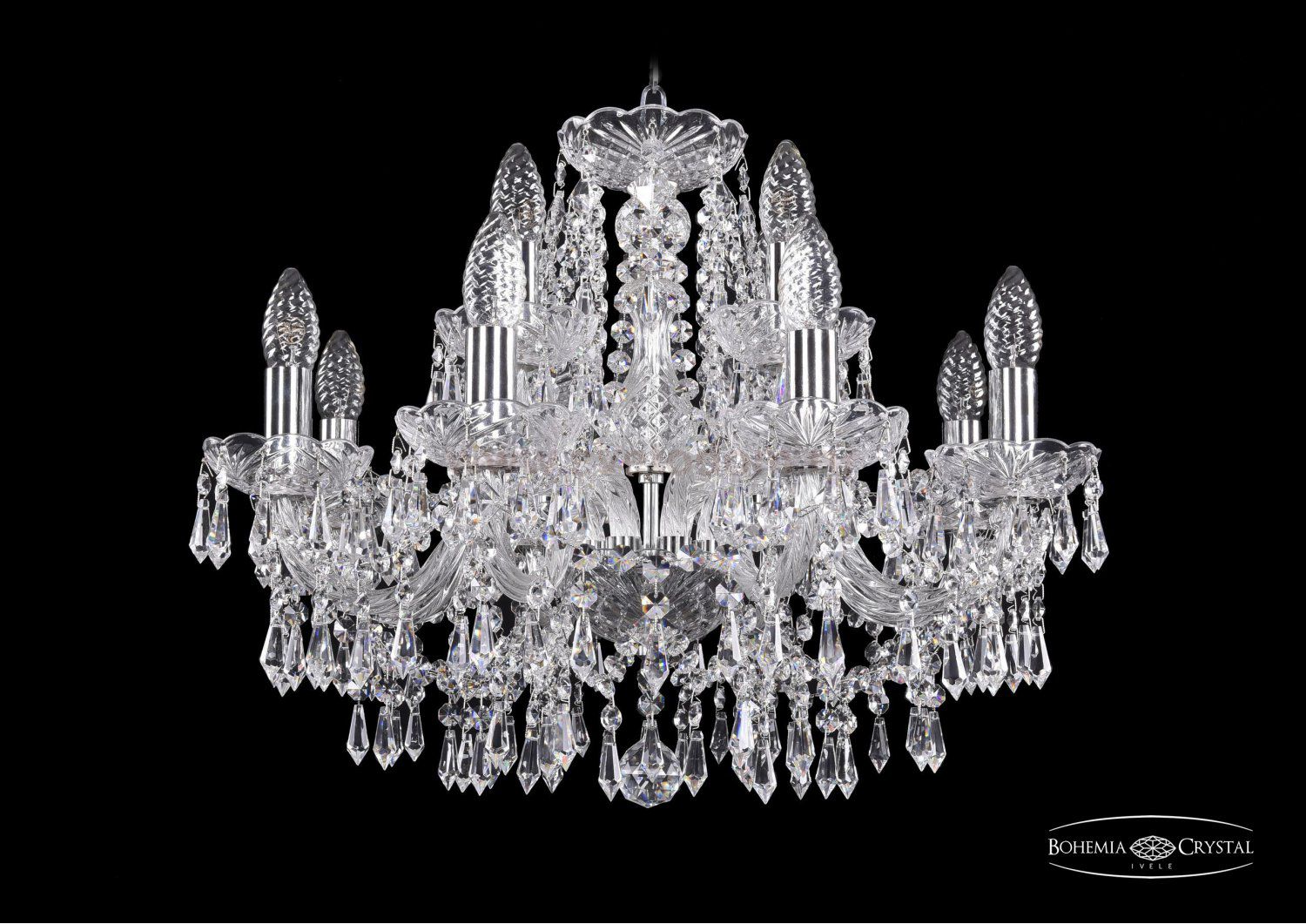 Люстра хрустальная Bohemia Ivele 1403/8+4/195/Ni