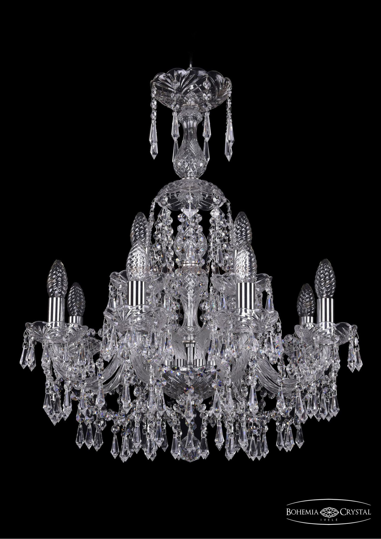 Люстра хрустальная Bohemia Ivele 1403/8+4/195/XL-65/Ni