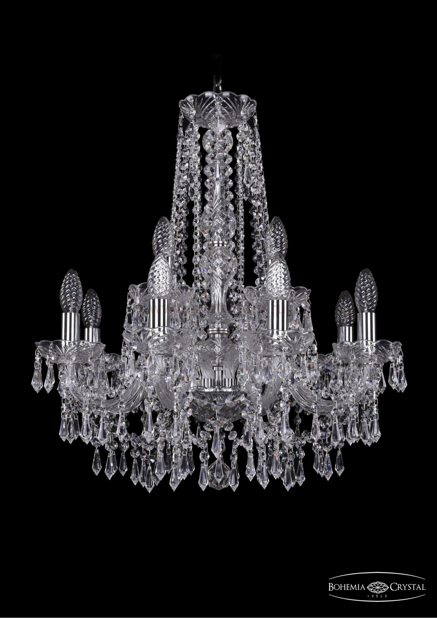 Люстра хрустальная Bohemia Ivele 1403/8+4/195/h-60/Ni