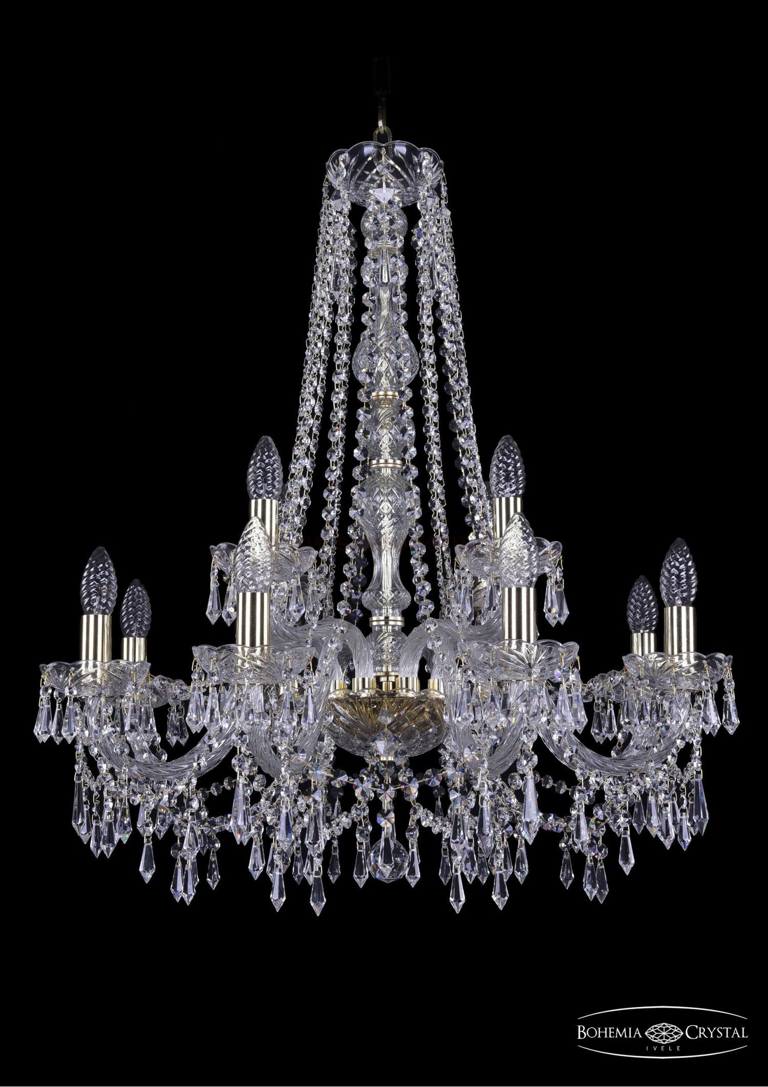 Люстра хрустальная Bohemia Ivele 1403/8+4/240/h-76/G