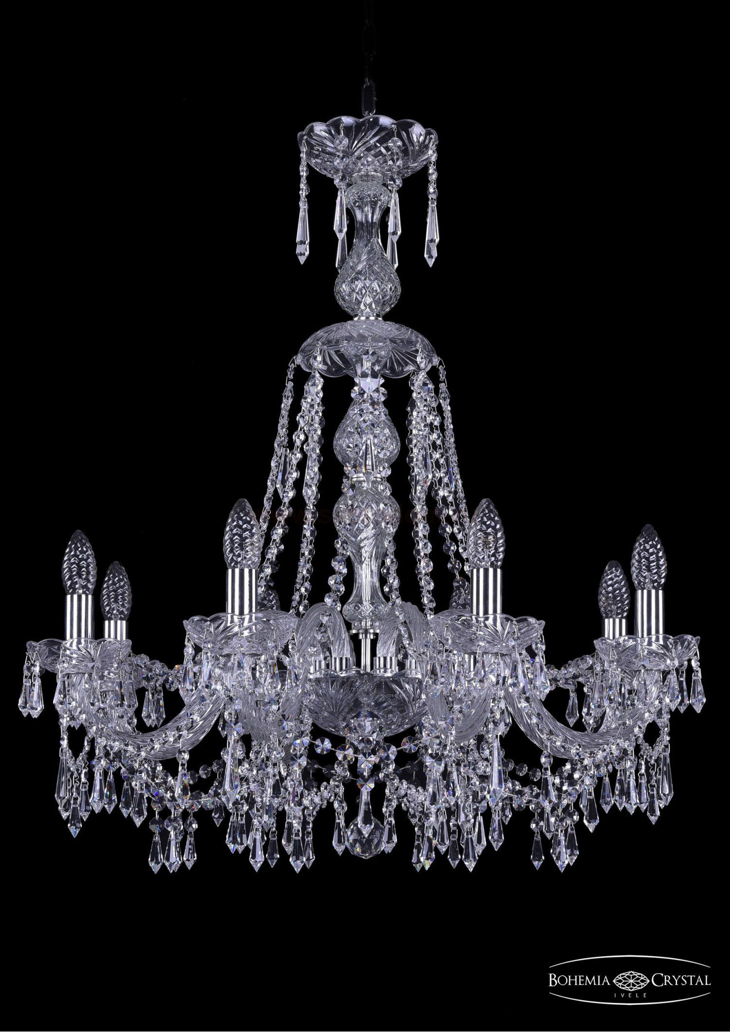 Люстра хрустальная Bohemia Ivele 1403/8/240/XL-75/Ni