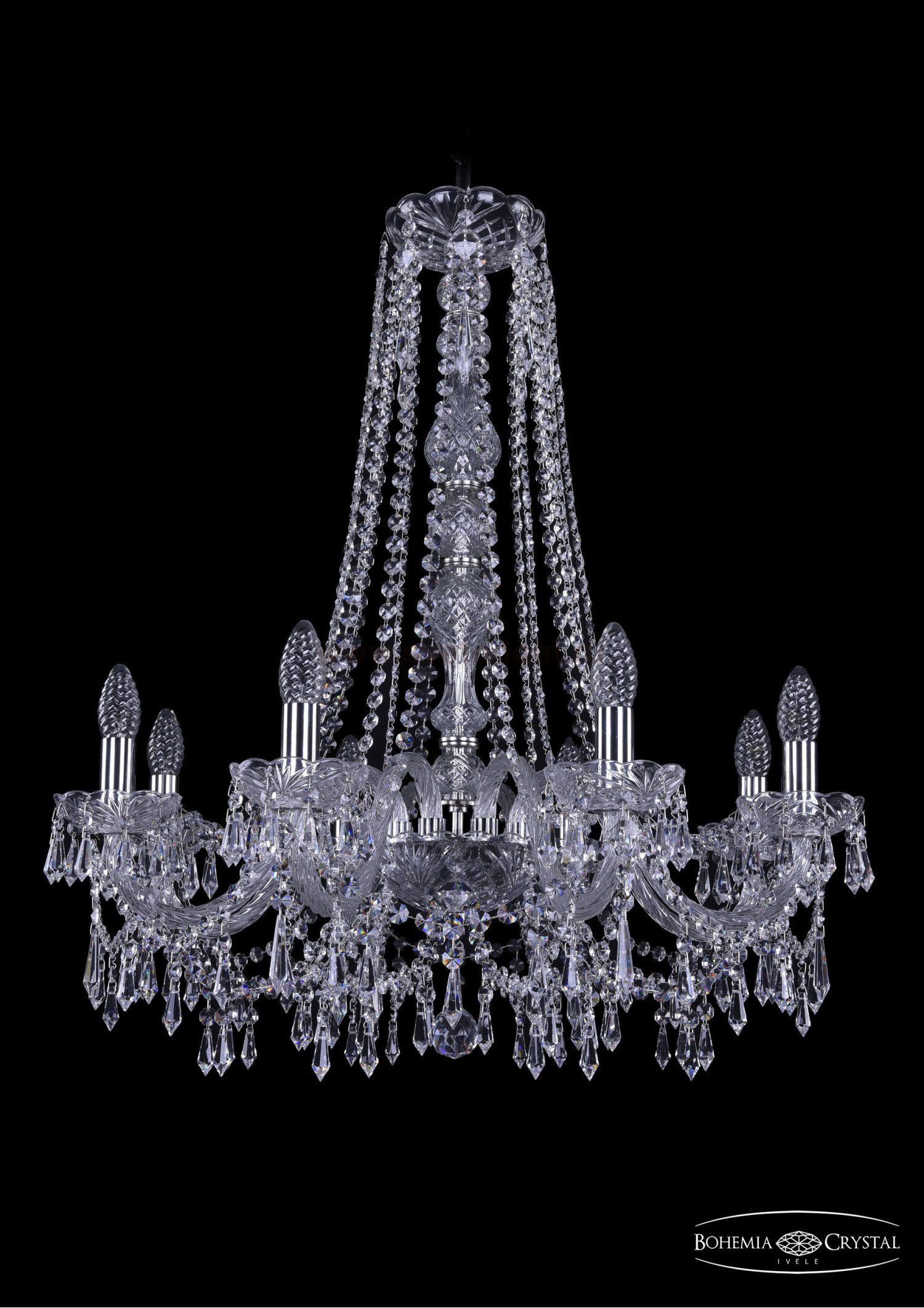 Люстра хрустальная Bohemia Ivele 1403/8/240/h-76/Ni