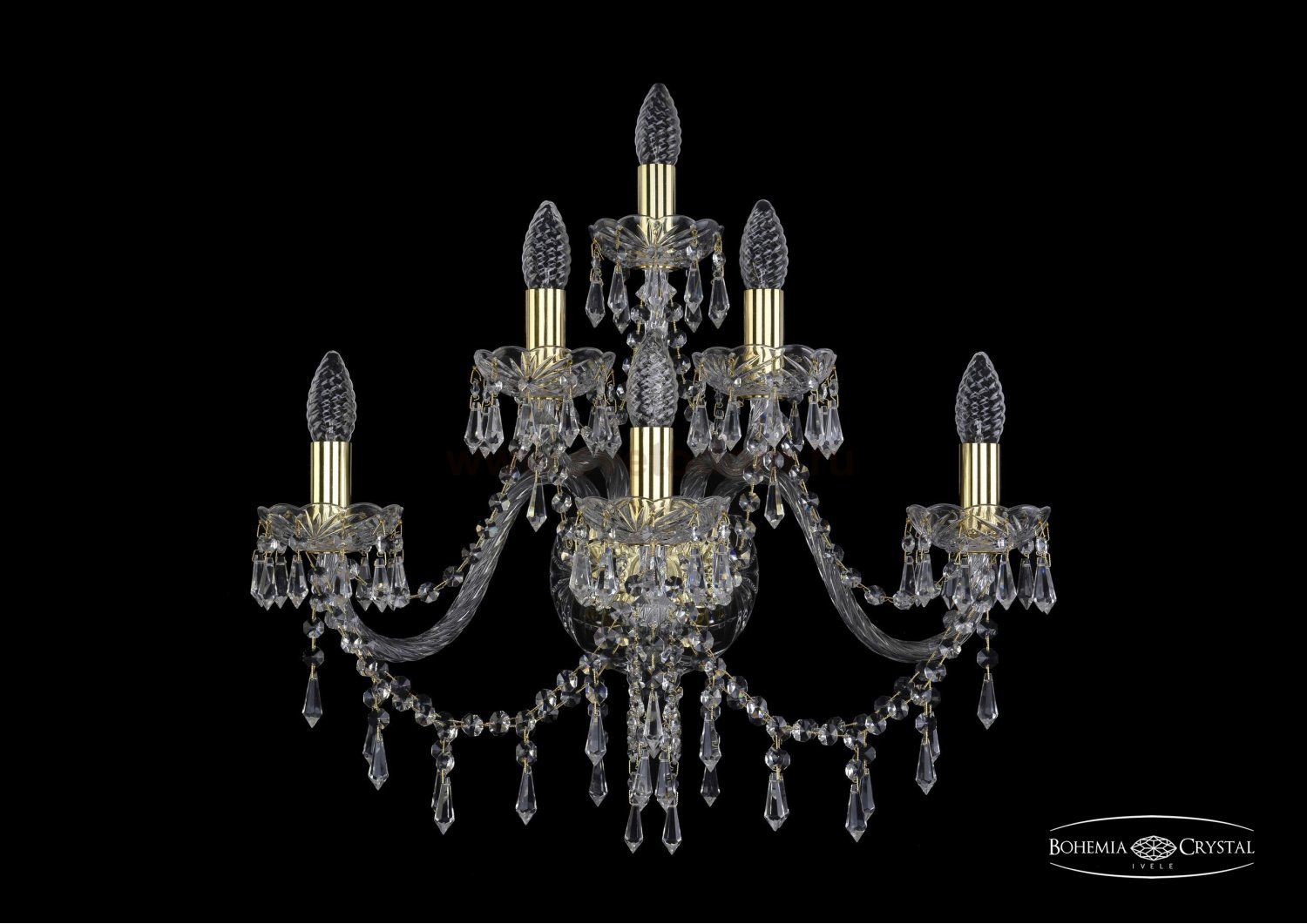 Светильник настенный бра Bohemia Ivele 1403B/3+2+1/240/G