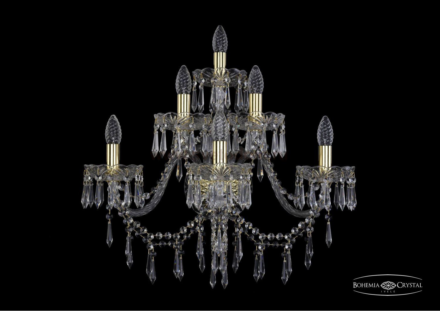 Светильник настенный бра Bohemia Ivele 1403B/3+2+1/240/XL/G