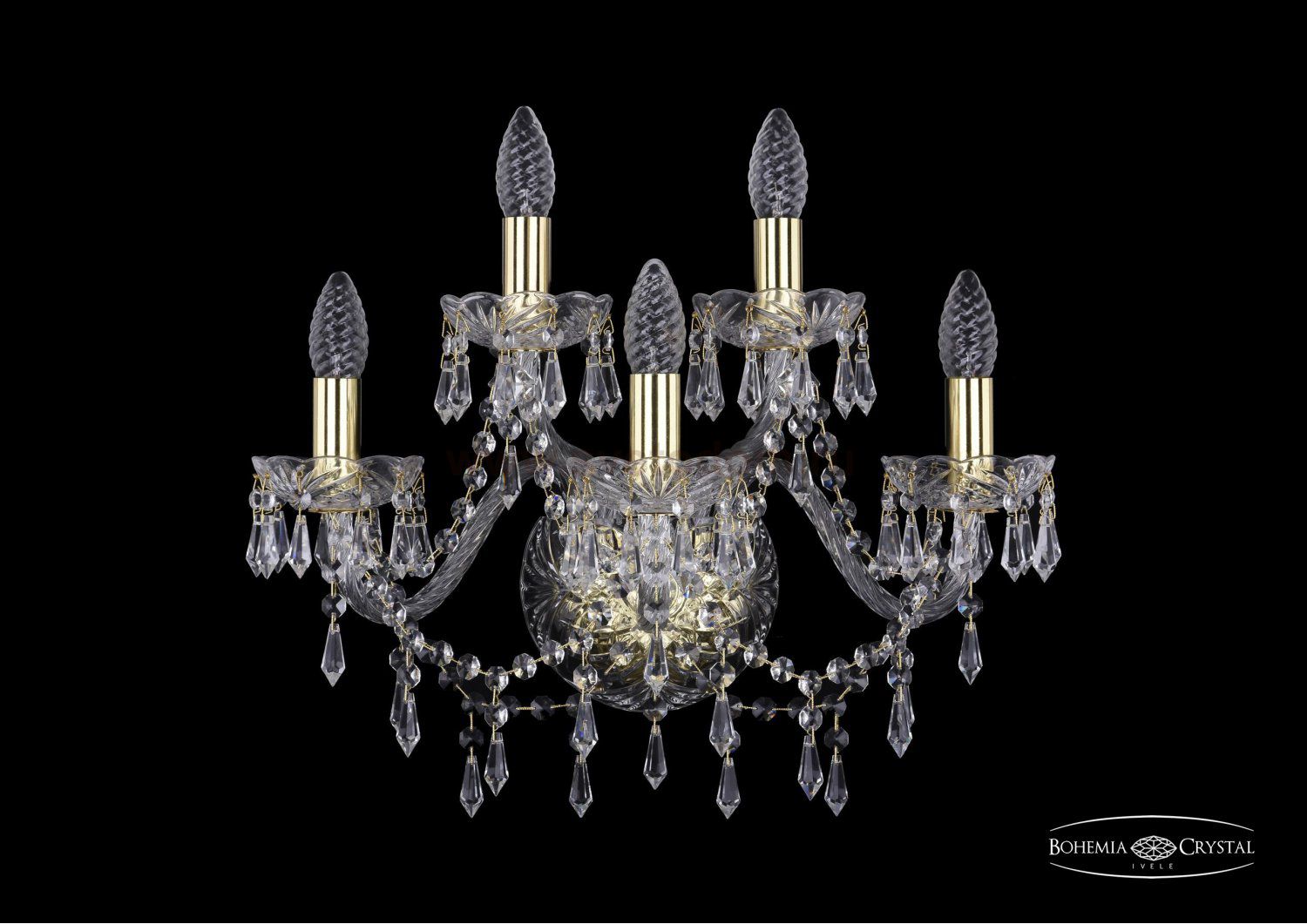 Светильник настенный бра Bohemia Ivele 1403B/3+2/160/G