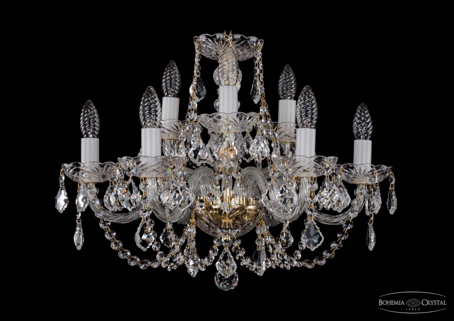 Люстра хрустальная Bohemia Ivele 1406/6+3/195/G/Leafs