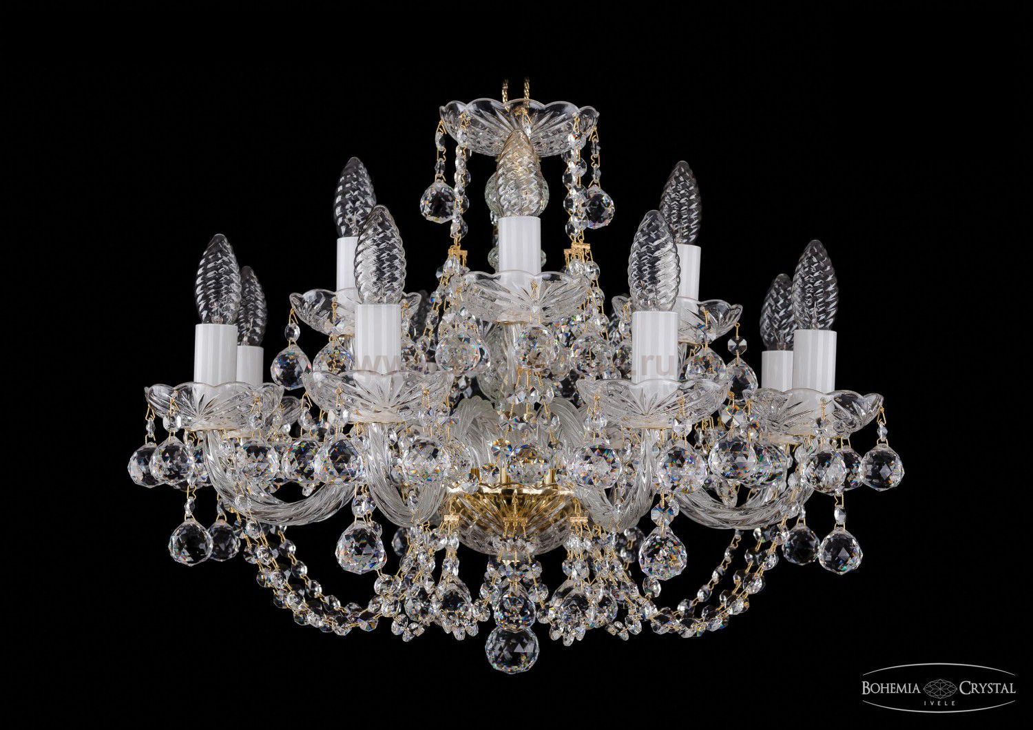 Люстра хрустальная Bohemia Ivele 1406/8+4/195/G/Balls
