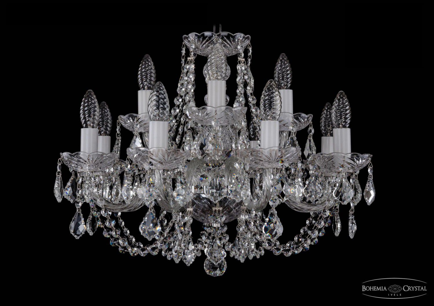 Люстра хрустальная Bohemia Ivele 1406/8+4/195/Ni/Leafs