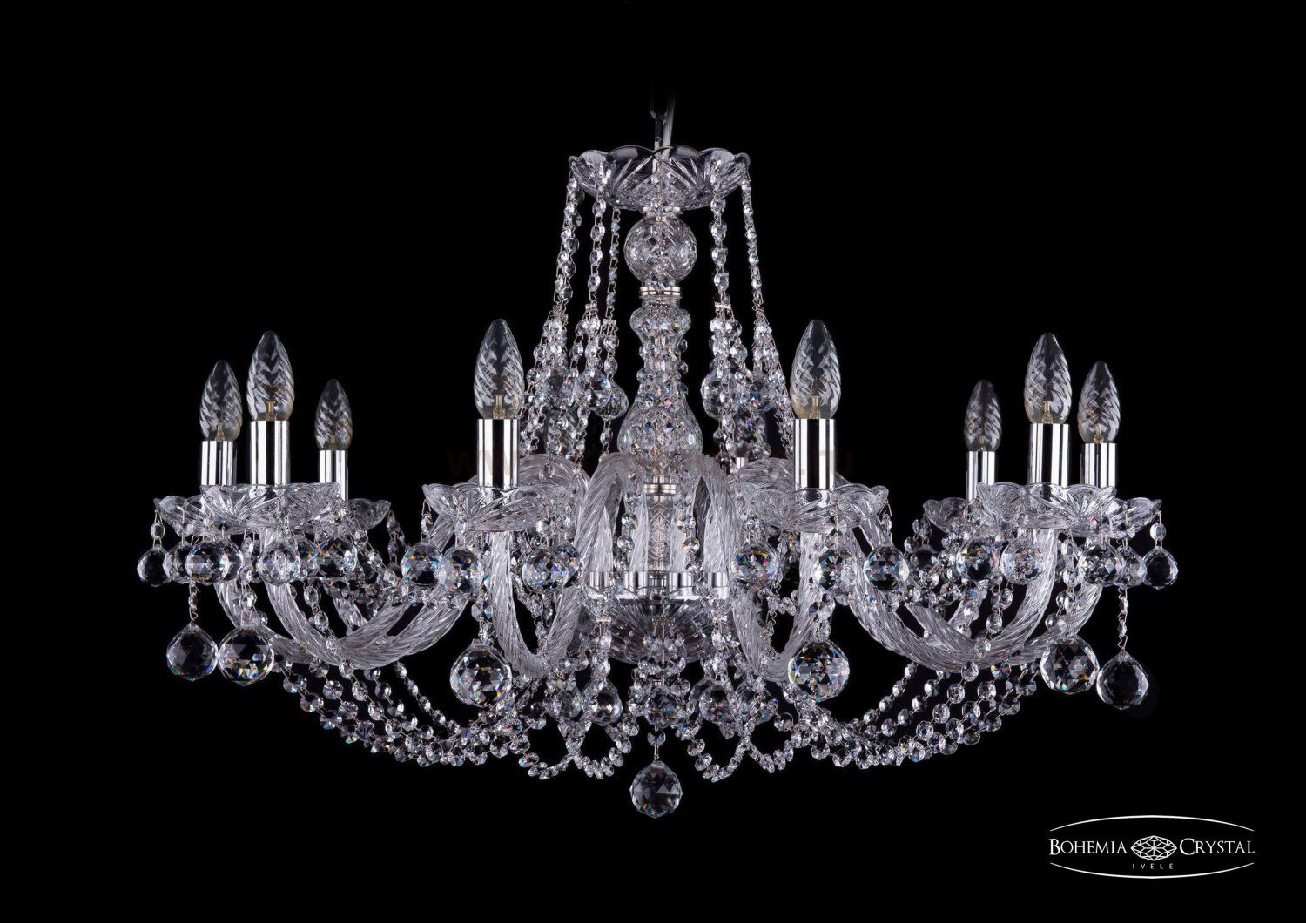 Люстра хрустальная Bohemia Ivele 1406/10/300/Ni/Balls