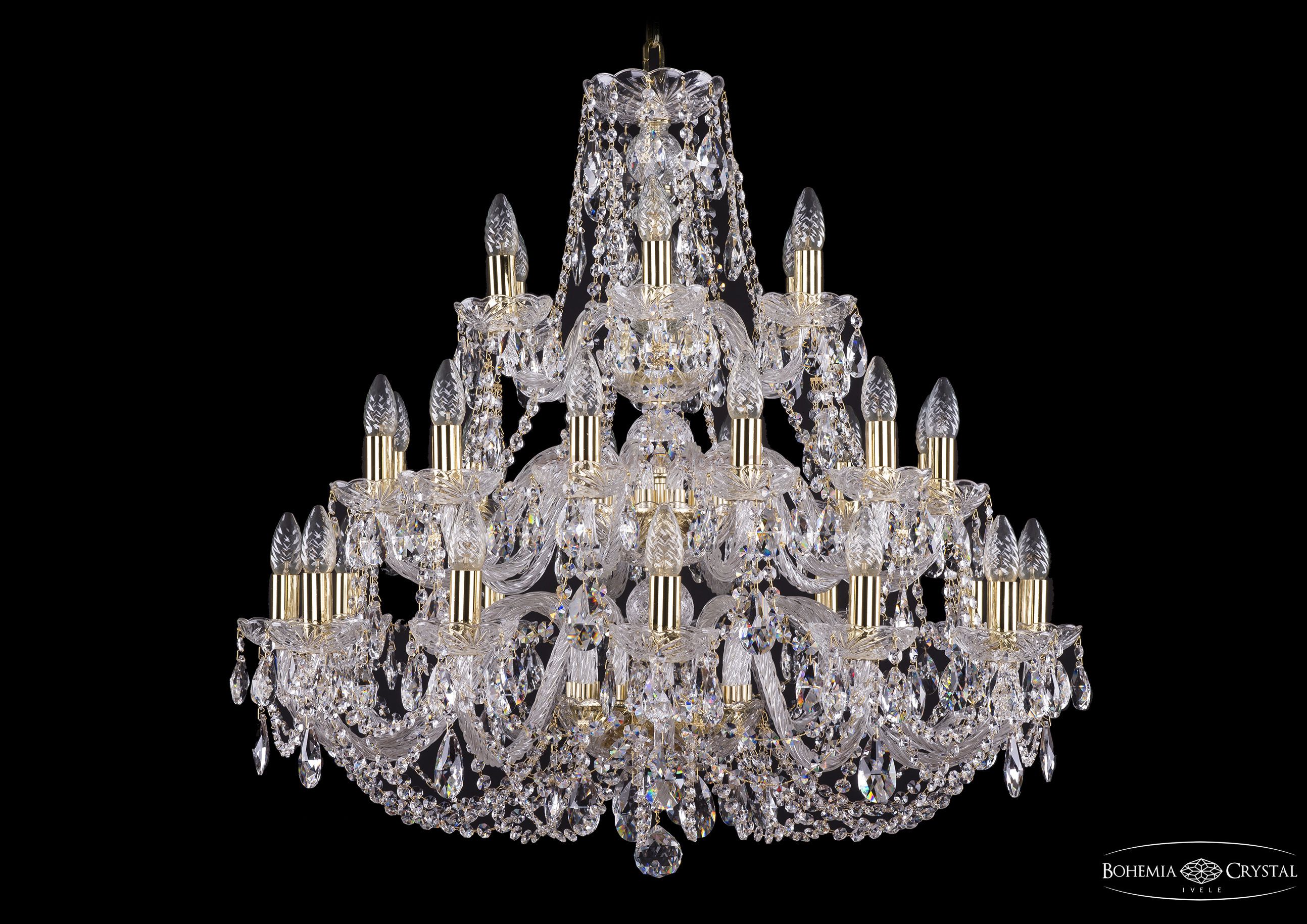 Люстра хрустальная большая Bohemia Ivele 1406/12+12+6/300/3d/G
