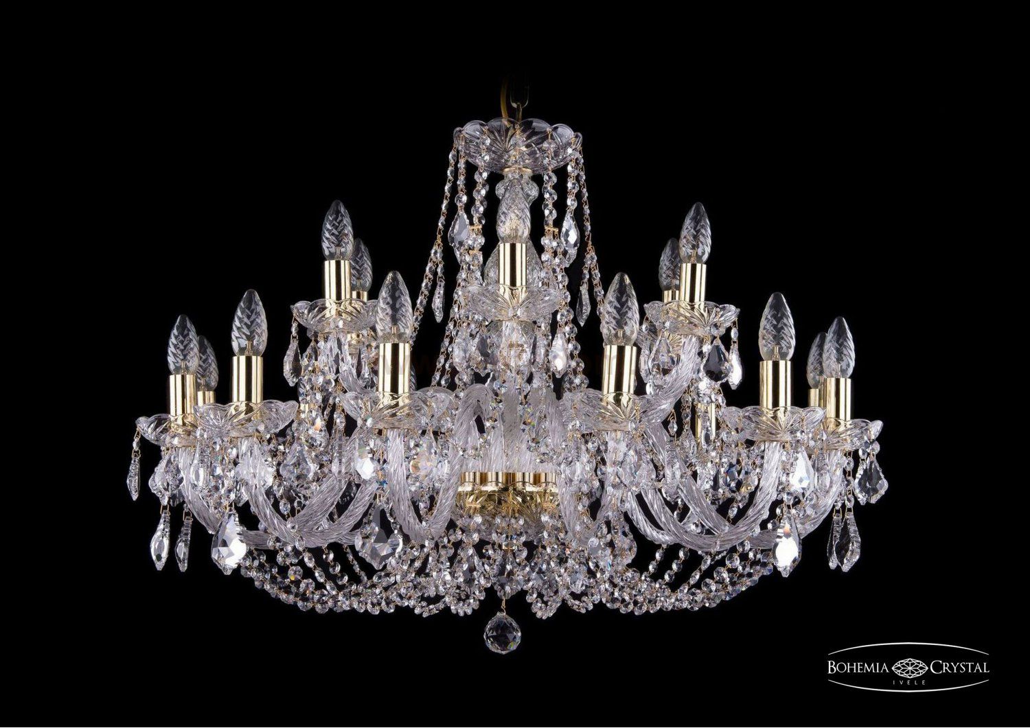 Люстра хрустальная Bohemia Ivele 1406/12+6/300/G/Leafs
