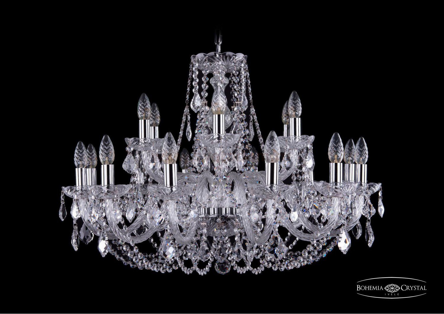Люстра хрустальная Bohemia Ivele 1406/12+6/300/Ni/Leafs