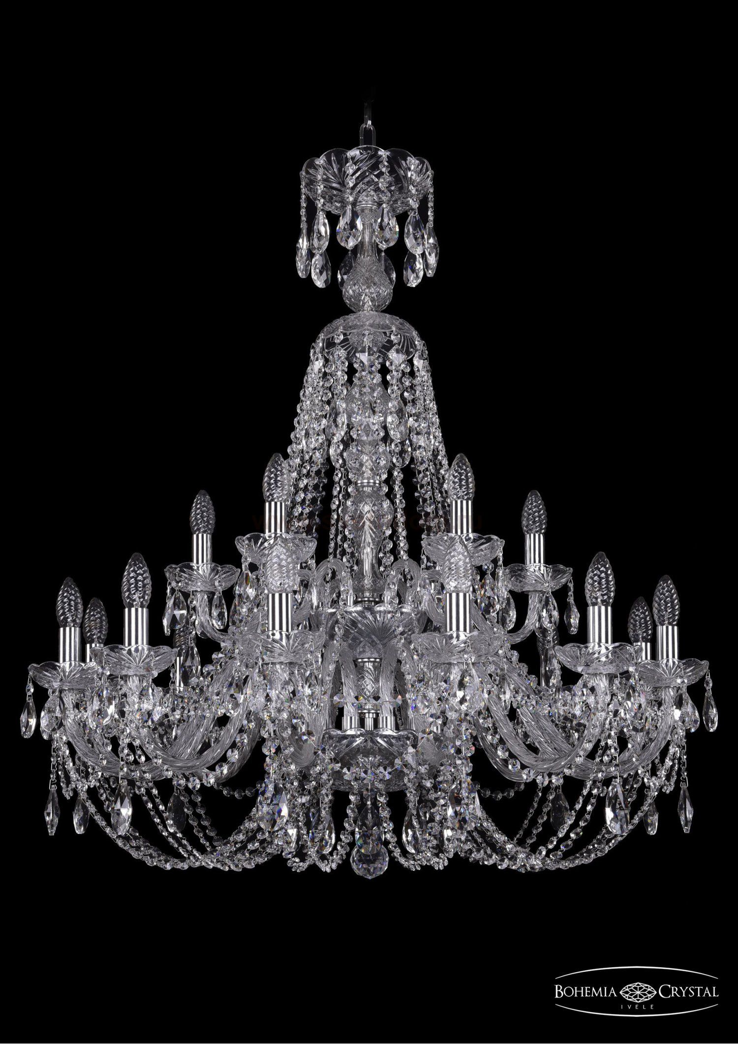 Люстра хрустальная Bohemia Ivele 1406/12+6/300/XL-95/2d/Ni
