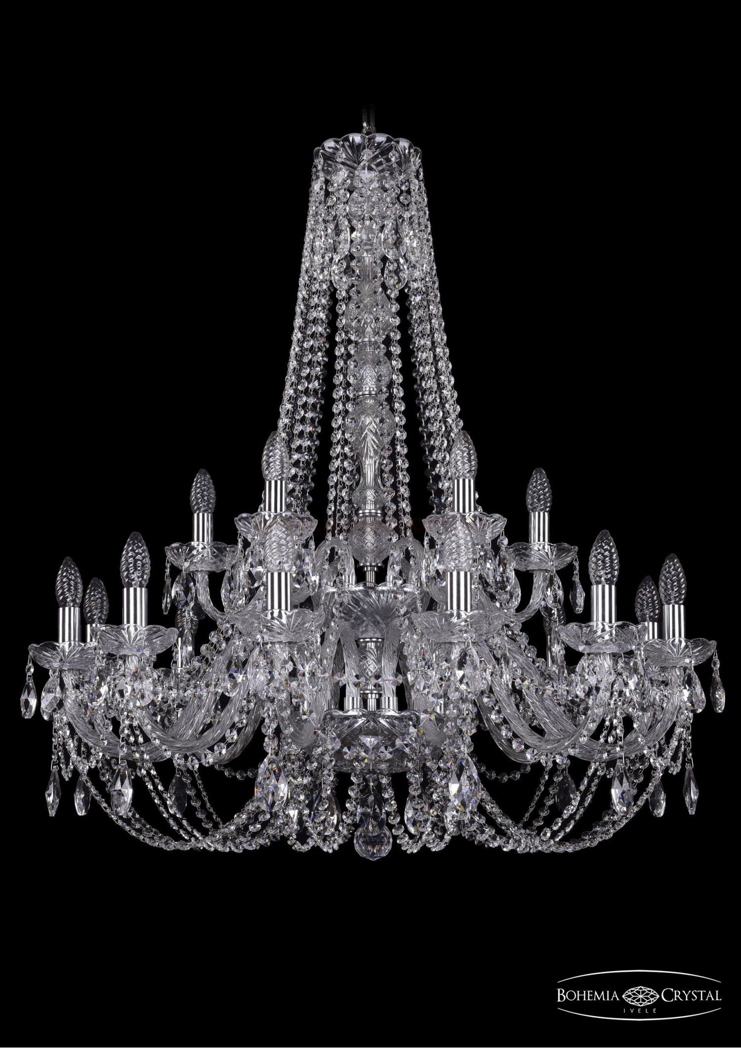 Люстра хрустальная Bohemia Ivele 1406/12+6/300/h-95/2d/Ni