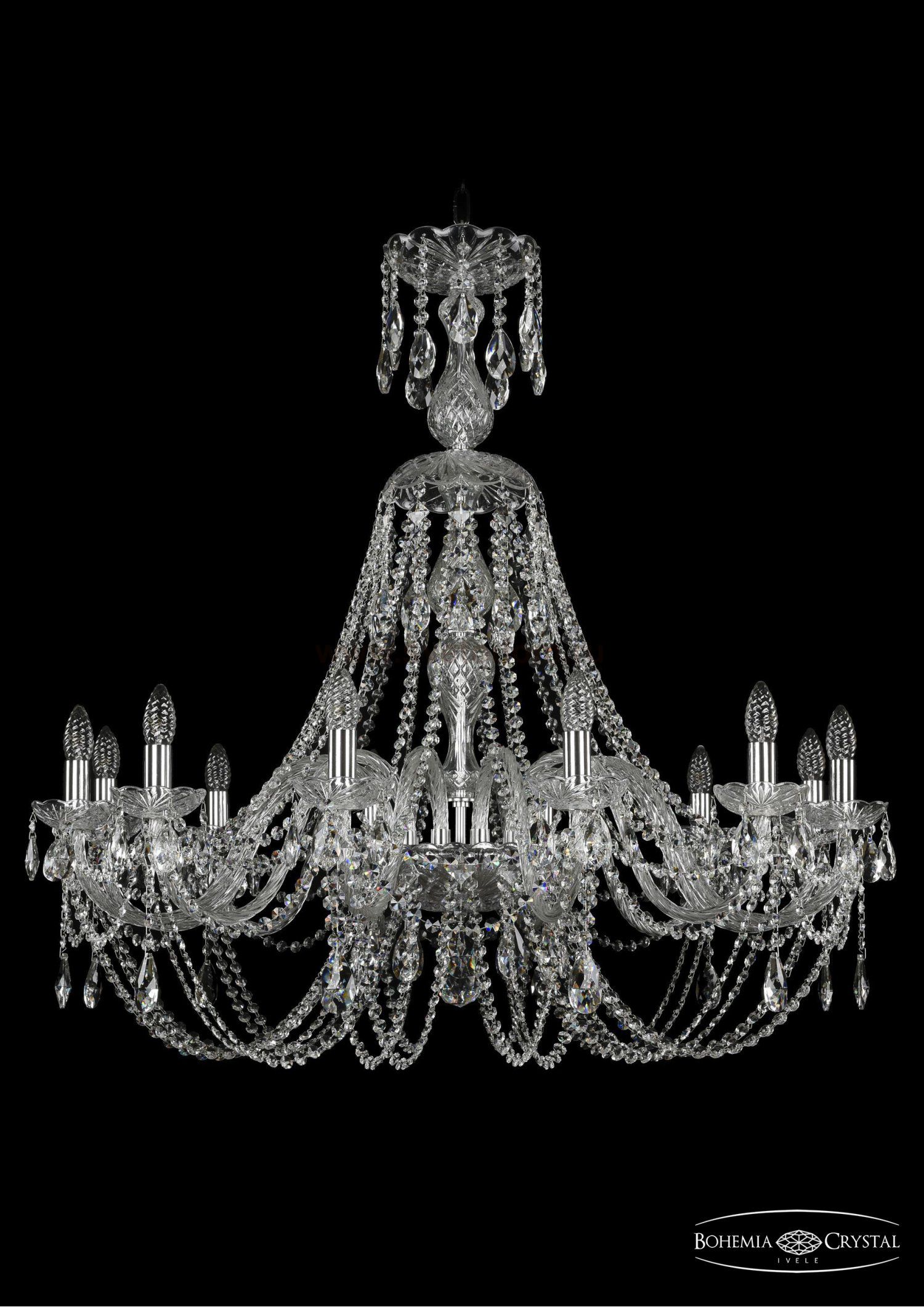 Люстра хрустальная Bohemia Ivele 1406/12/360/XL-97/Ni