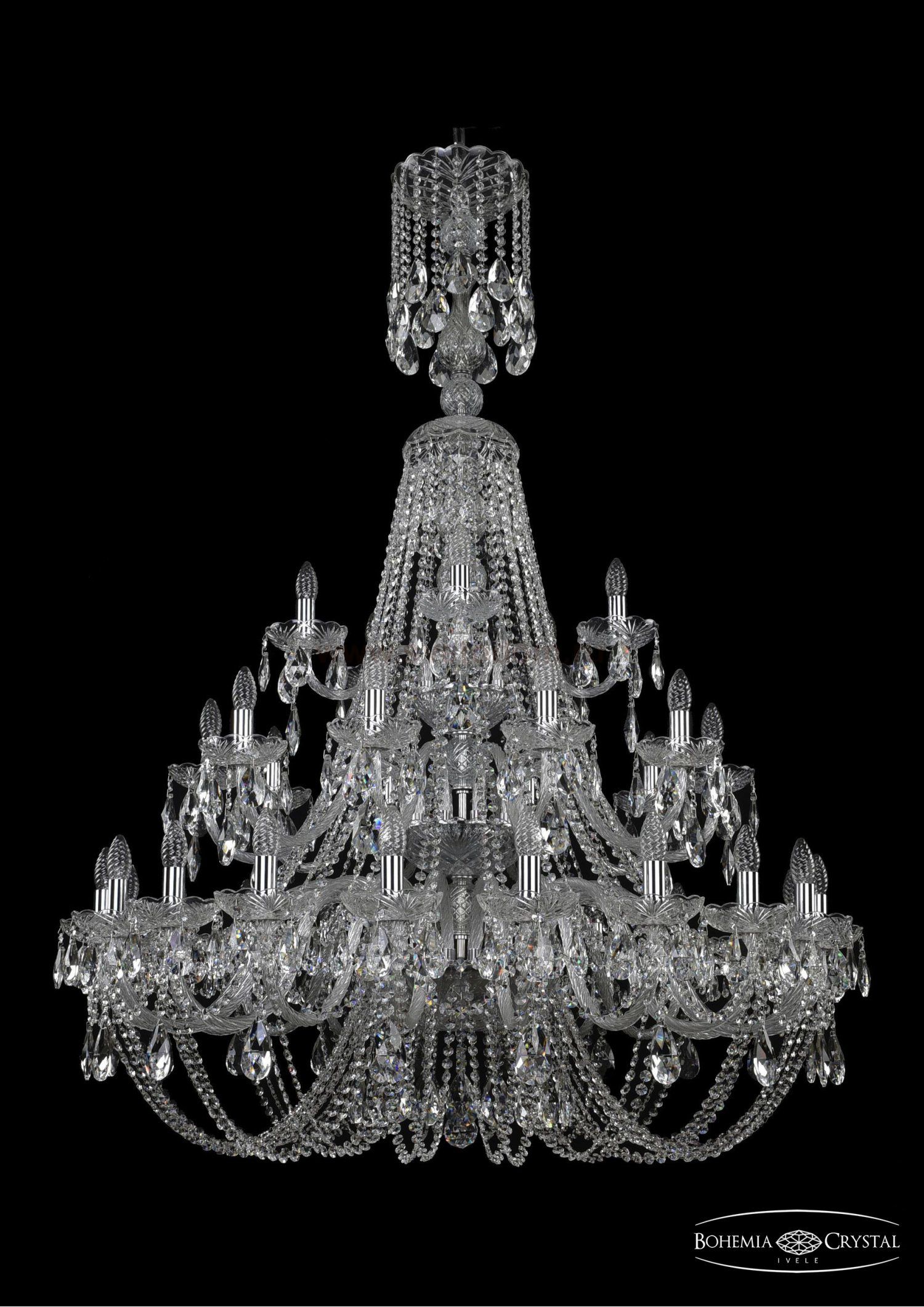 Люстра хрустальная Bohemia Ivele 1406/20+10+5/400/XL-157/3d/Ni