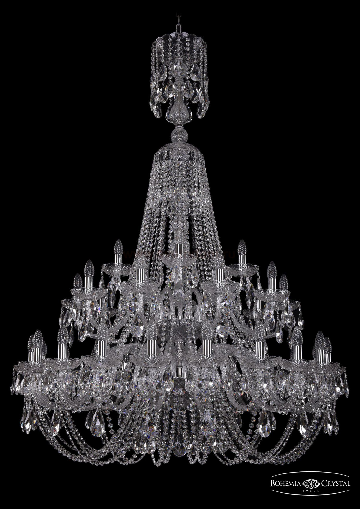 Люстра хрустальная Bohemia Ivele 1406/20+10+5/400/XL-160/2d/Ni