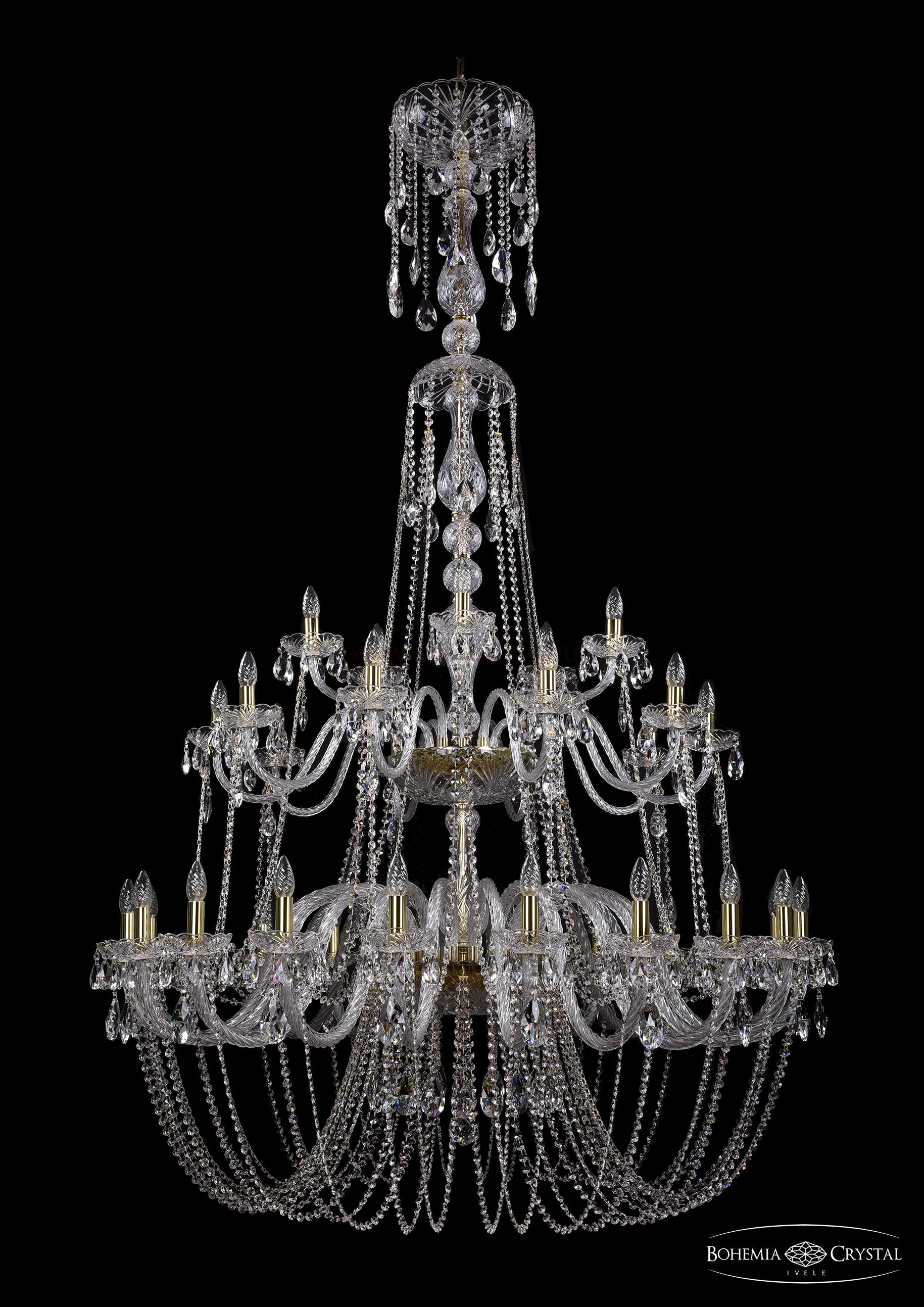 Люстра хрустальная большая Bohemia Ivele 1406/20+10+5/530-200/G