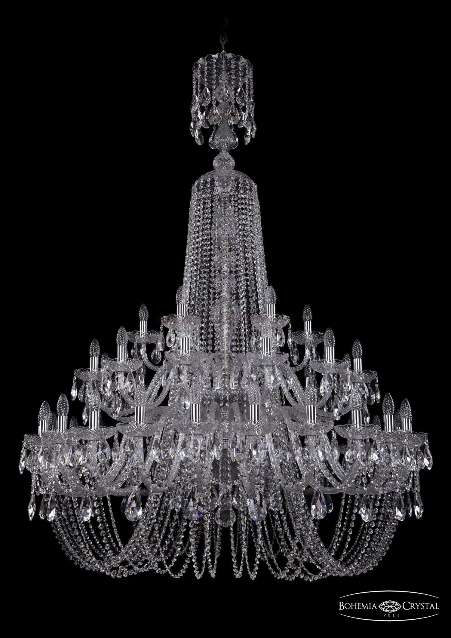 Большая Люстра хрустальная Bohemia Ivele 1406/24+12+6/460/XL-177/2d/Ni
