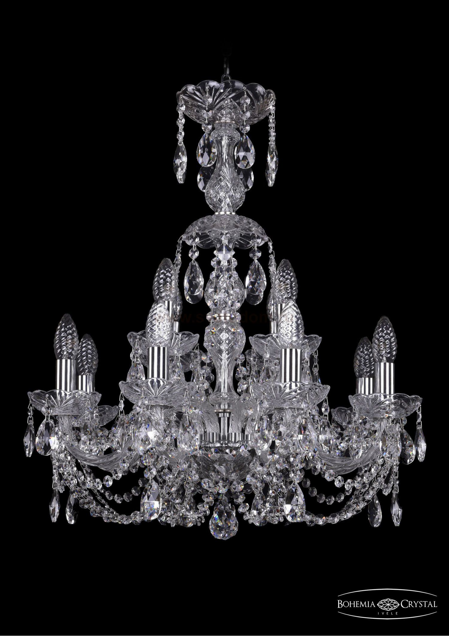 Люстра хрустальная Bohemia Ivele 1406/8+4/195/XL-64/Ni