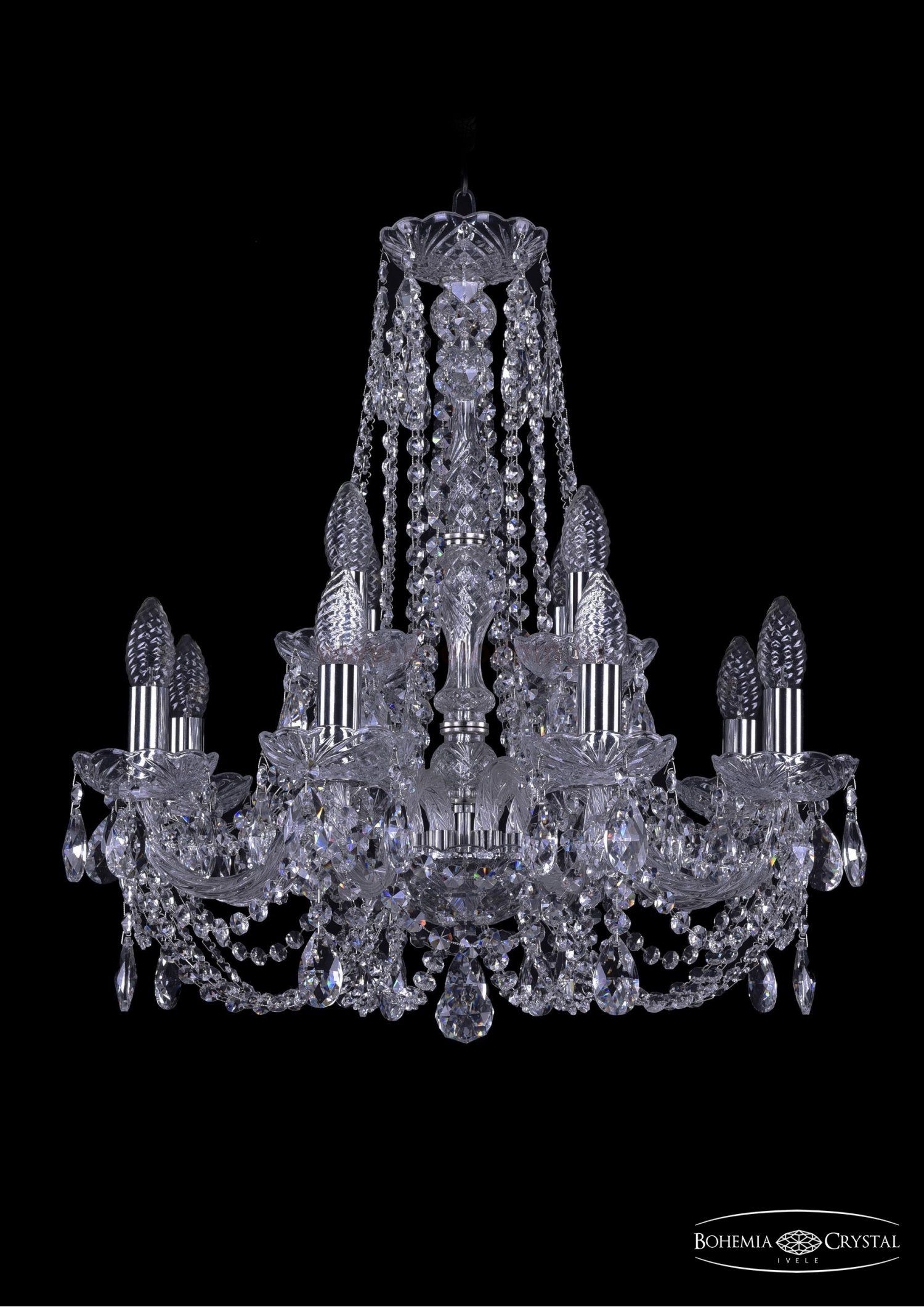 Люстра хрустальная Bohemia Ivele 1406/8+4/195/h-60/Ni