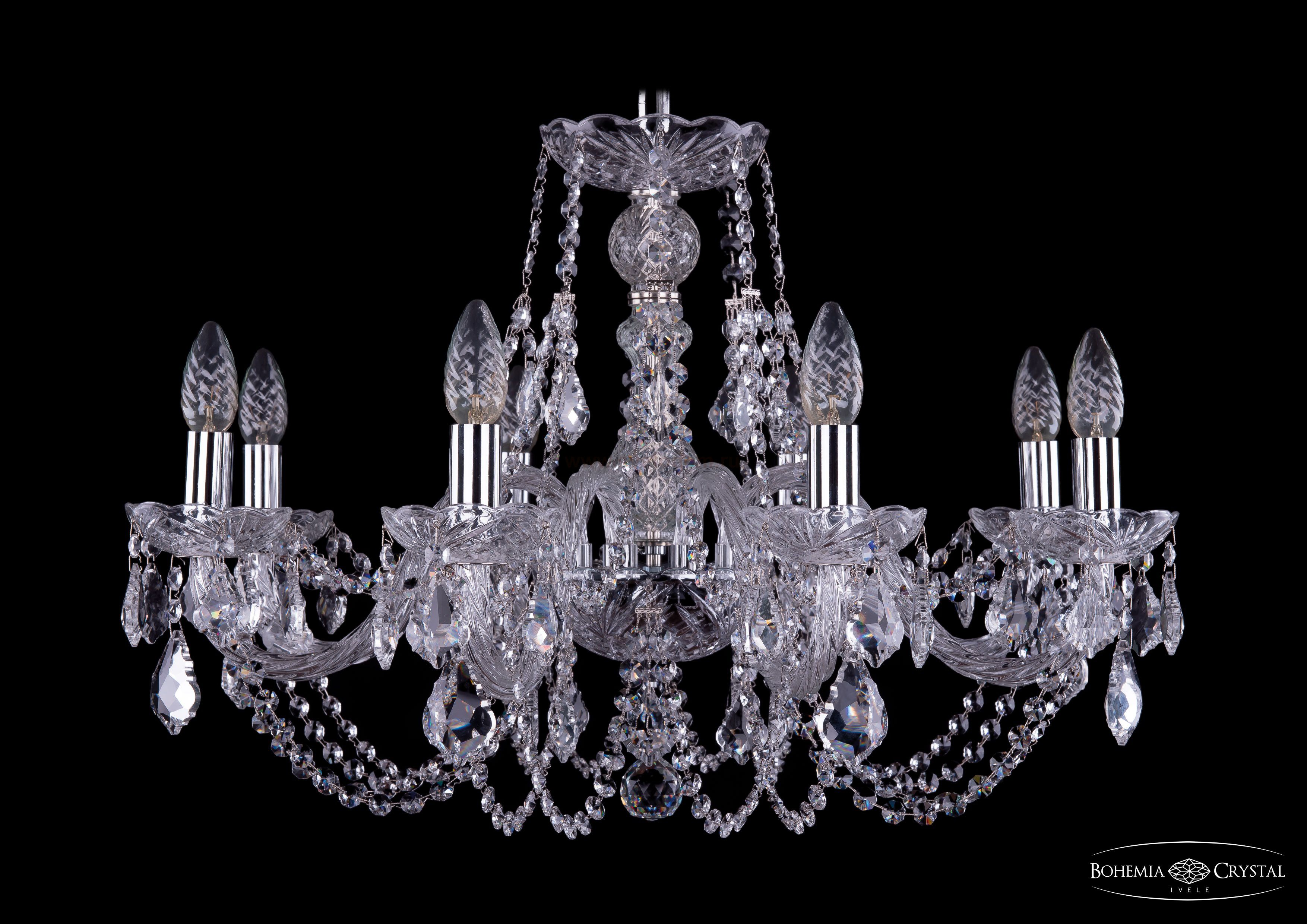 Люстра хрустальная Bohemia Ivele 1406/8/240/Ni/Leafs