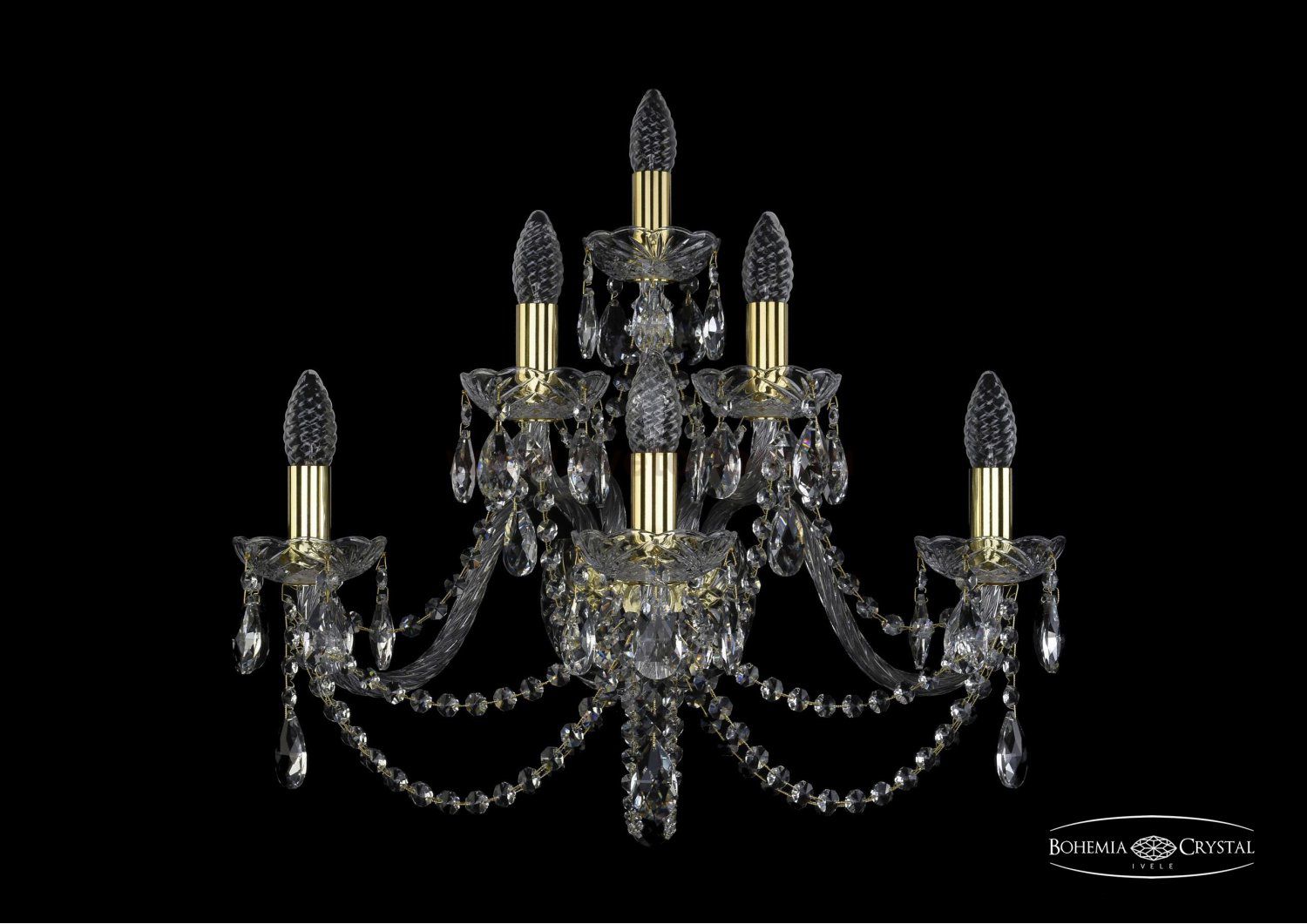 Светильник настенный бра Bohemia Ivele 1406B/3+2+1/240/G