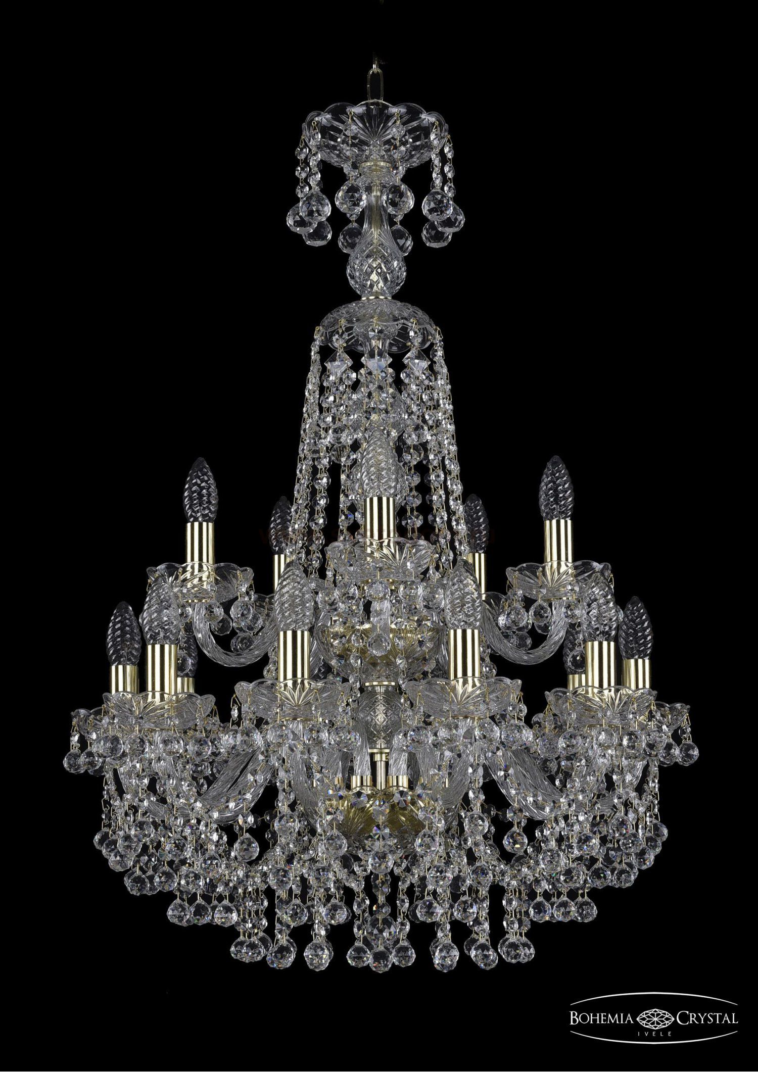 Люстра хрустальная Bohemia Ivele 1409/10+5/195/XL-83/2d/G