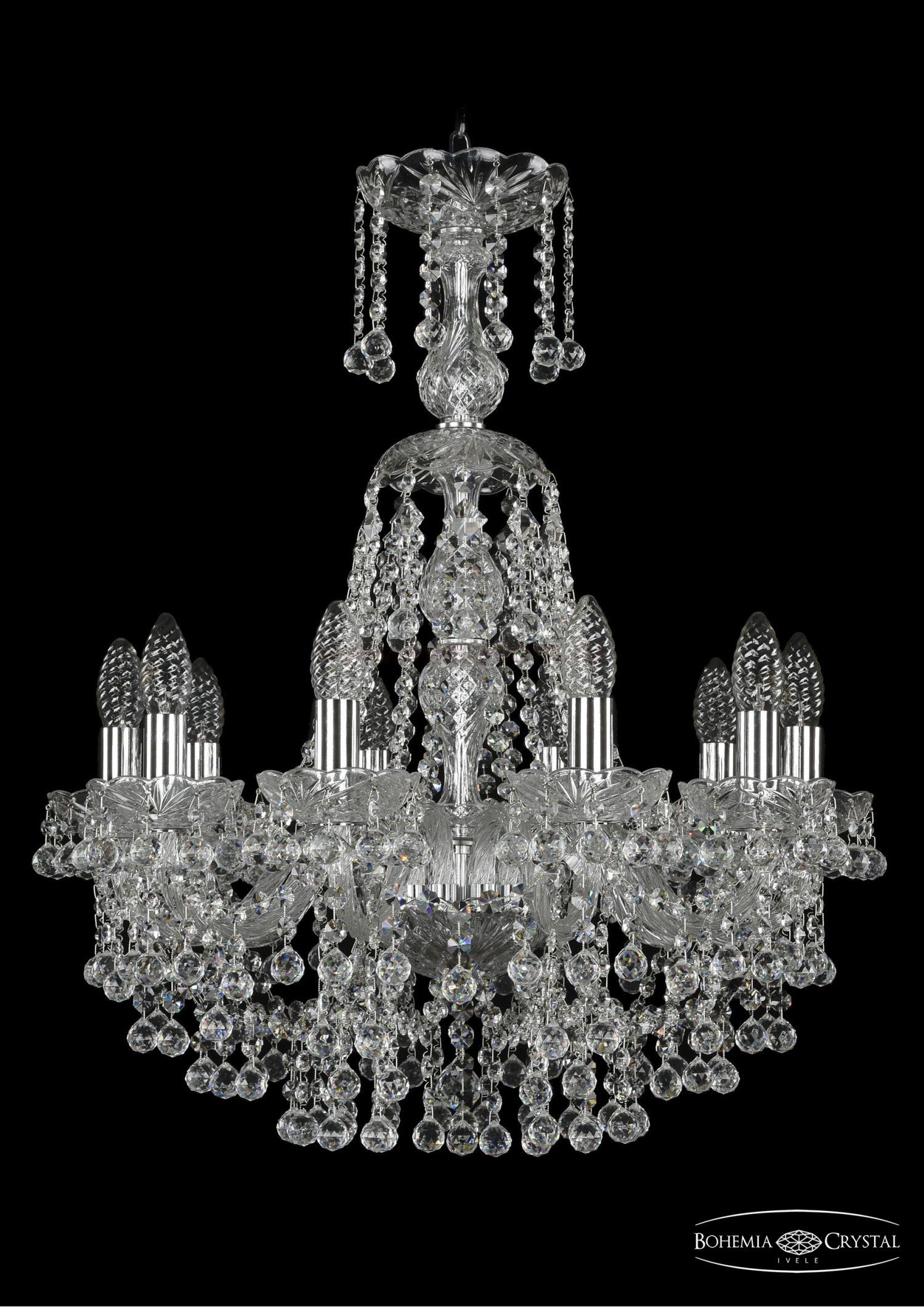 Люстра хрустальная Bohemia Ivele 1409/10/195/XL-67/Ni