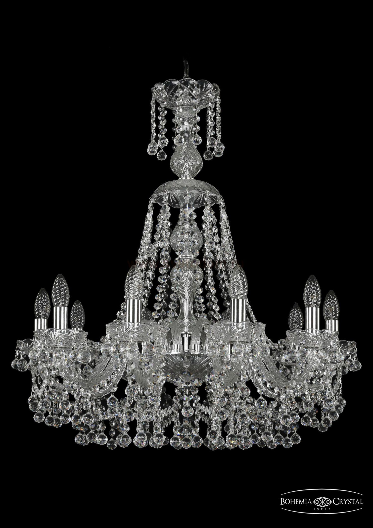 Люстра хрустальная Bohemia Ivele 1409/10/240/XL-75/Ni