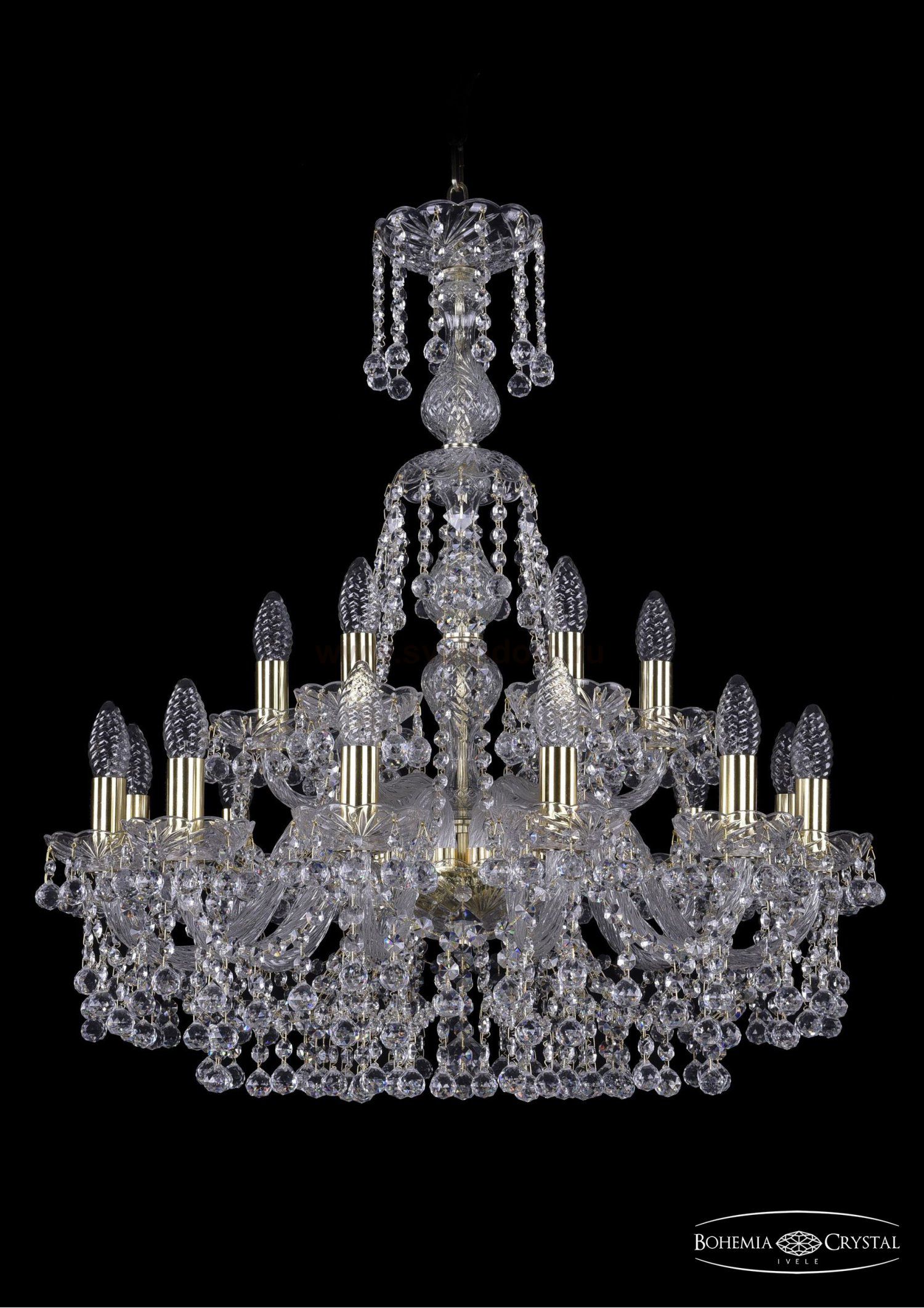 Люстра хрустальная Bohemia Ivele 1409/12+6/240/XL-76/G