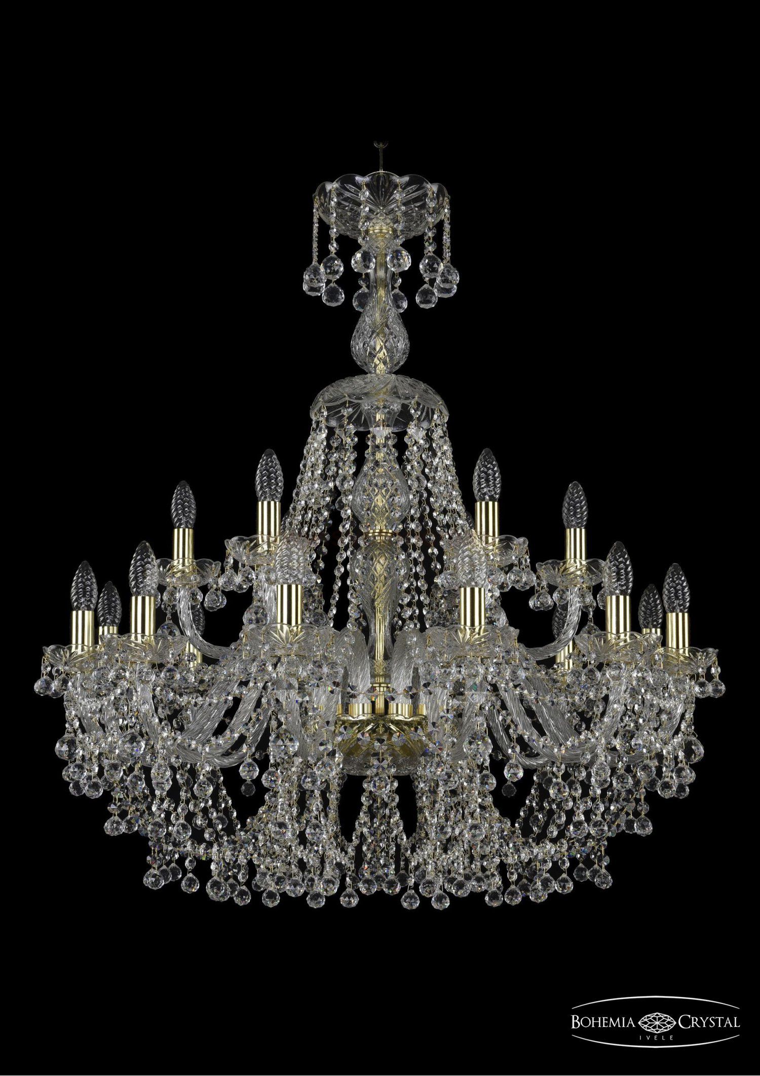 Люстра хрустальная Bohemia Ivele 1409/12+6/300/XL-95/G